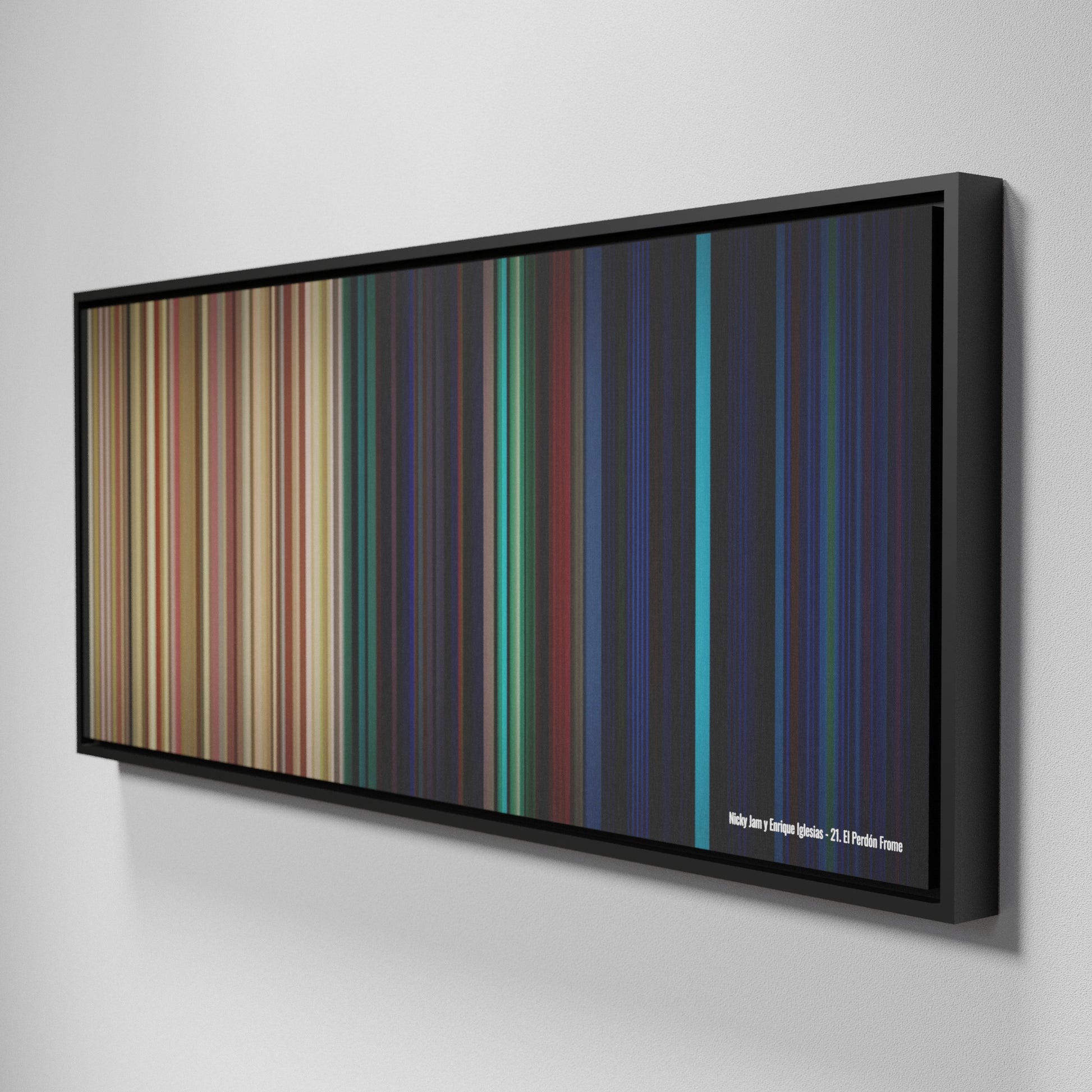 Side view of Framed Buff's of Nicky-Jam-y-Enrique-Iglesias-21-El-Perdon Frome on the wall