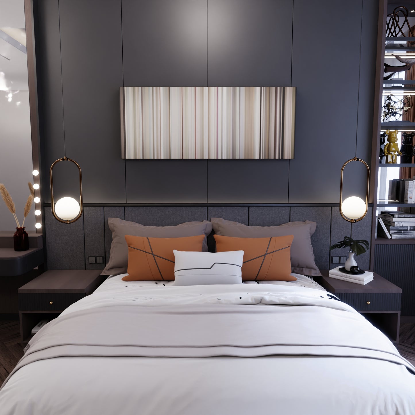 Bedroom interior with One-Direction-What-Makes-You-Beautiful Frome on the wall