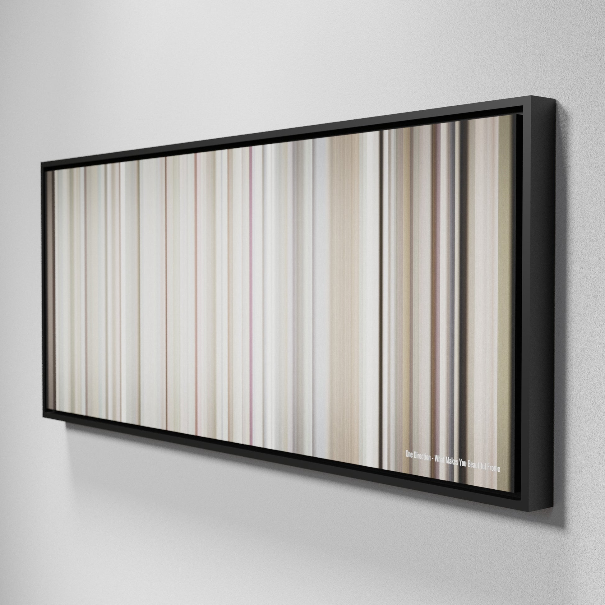 Side view of Framed Buff's of One-Direction-What-Makes-You-Beautiful Frome on the wall