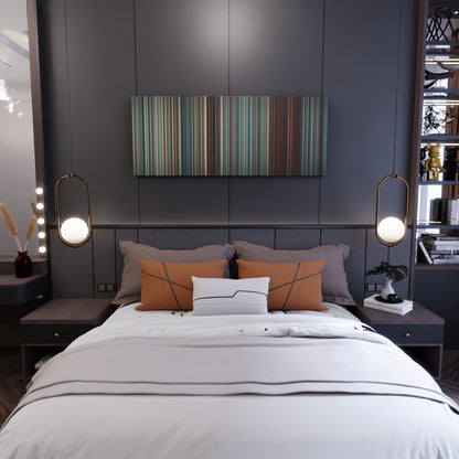 Bedroom interior with Alex-Rose-Toda Frome on the wall