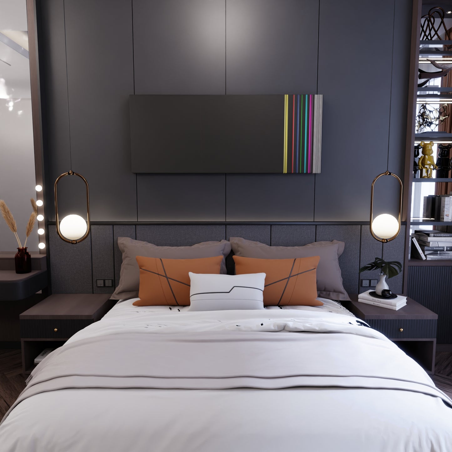 Bedroom interior with Arctic-Monkeys-Do-I-Wanna-Know Frome on the wall