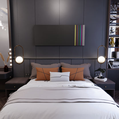 Bedroom interior with Arctic-Monkeys-Do-I-Wanna-Know Frome on the wall