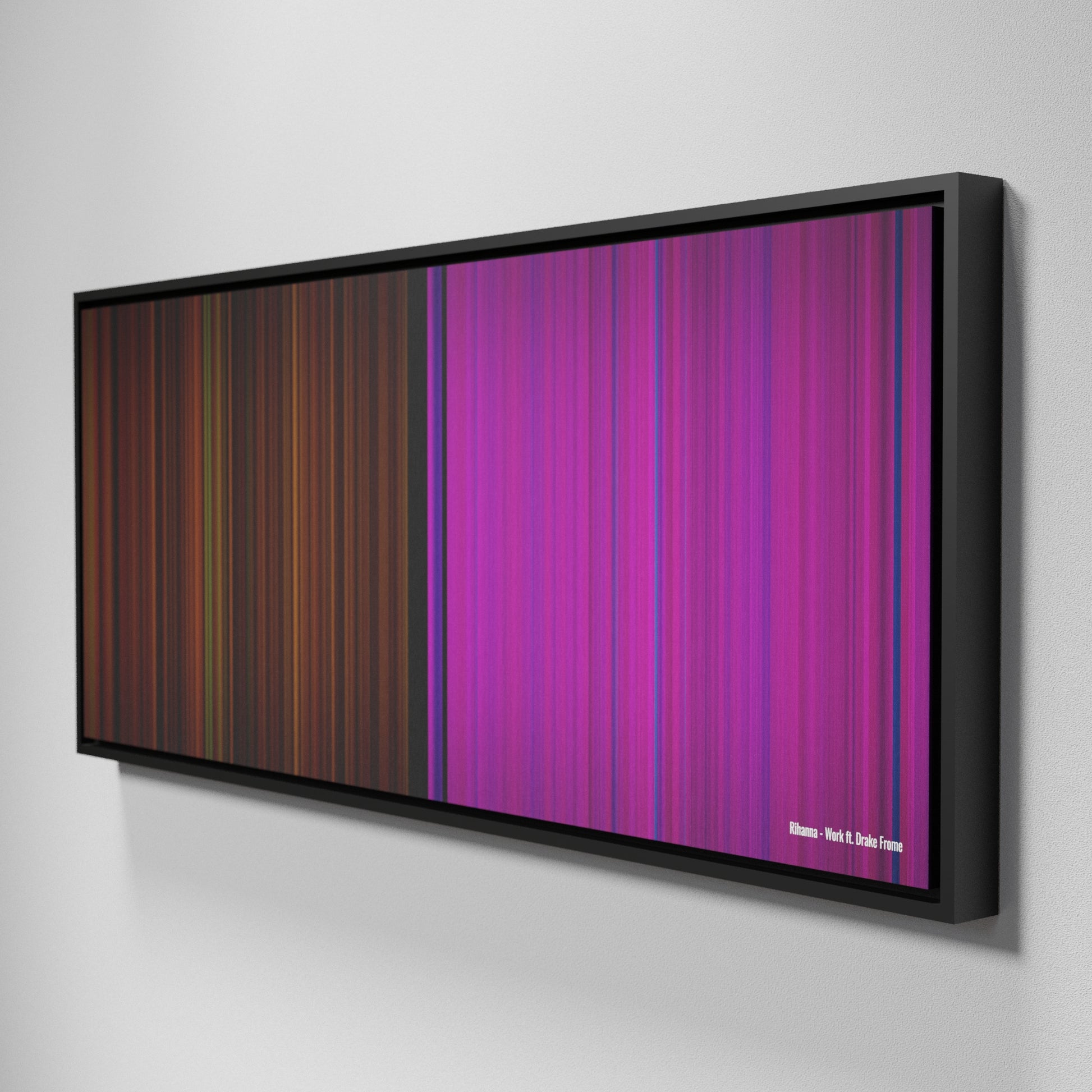 Side view of Framed Buff's of Rihanna-Work Frome on the wall