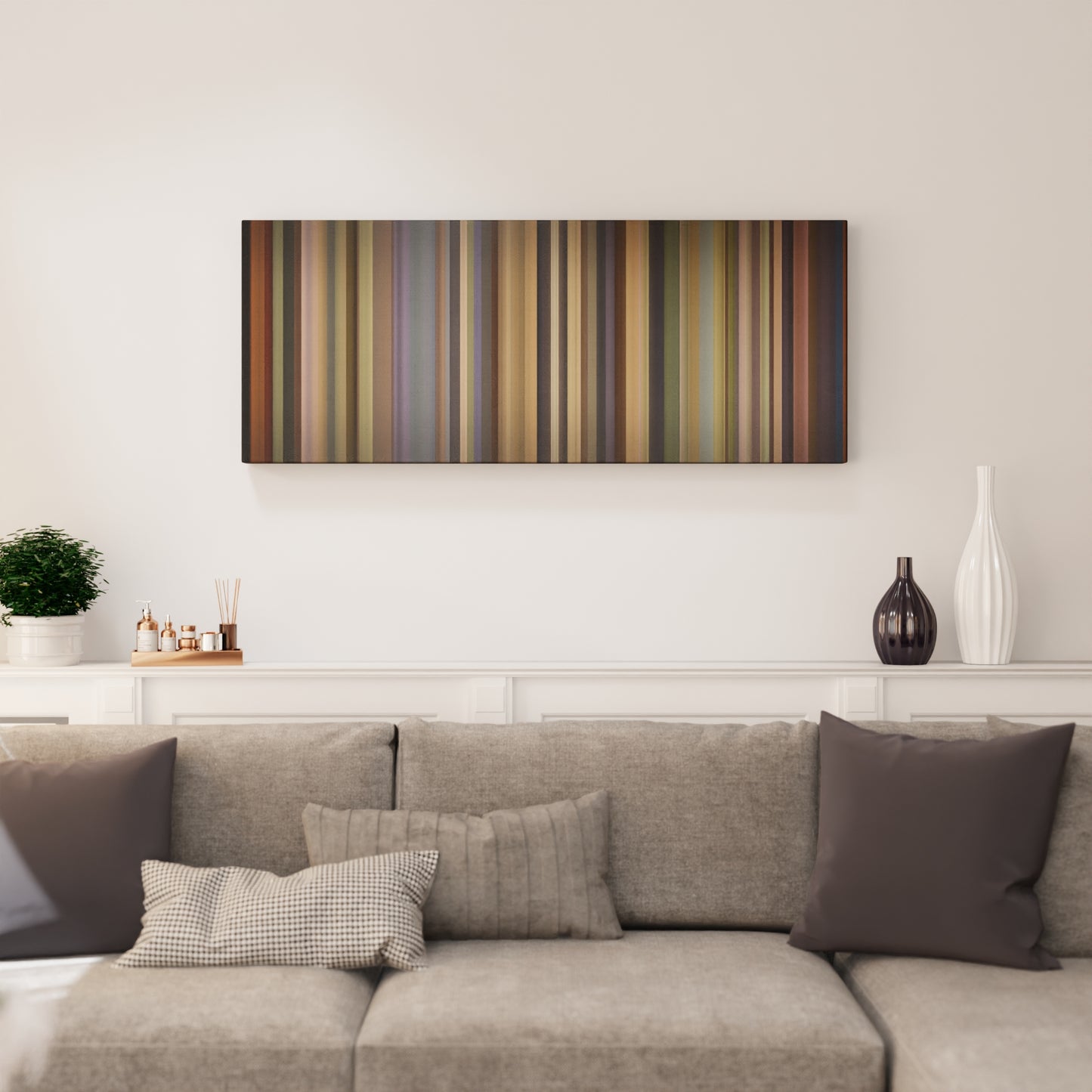 Living room interior with Ha-Ash-Lo-Aprendi-de-Ti Frome on the wall