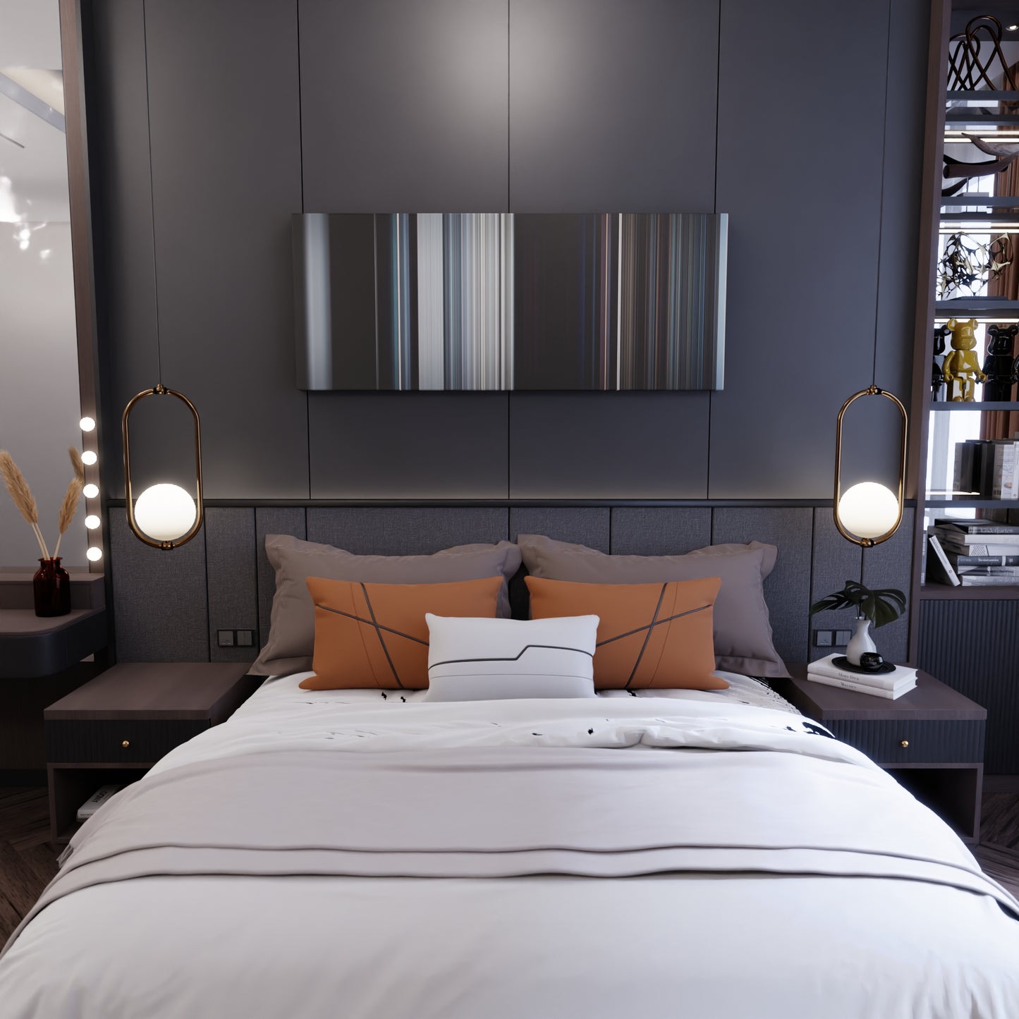 Bedroom interior with Skrillex-and-Diplo-with-Justin-Bieber-Where-Are-U-Now Frome on the wall