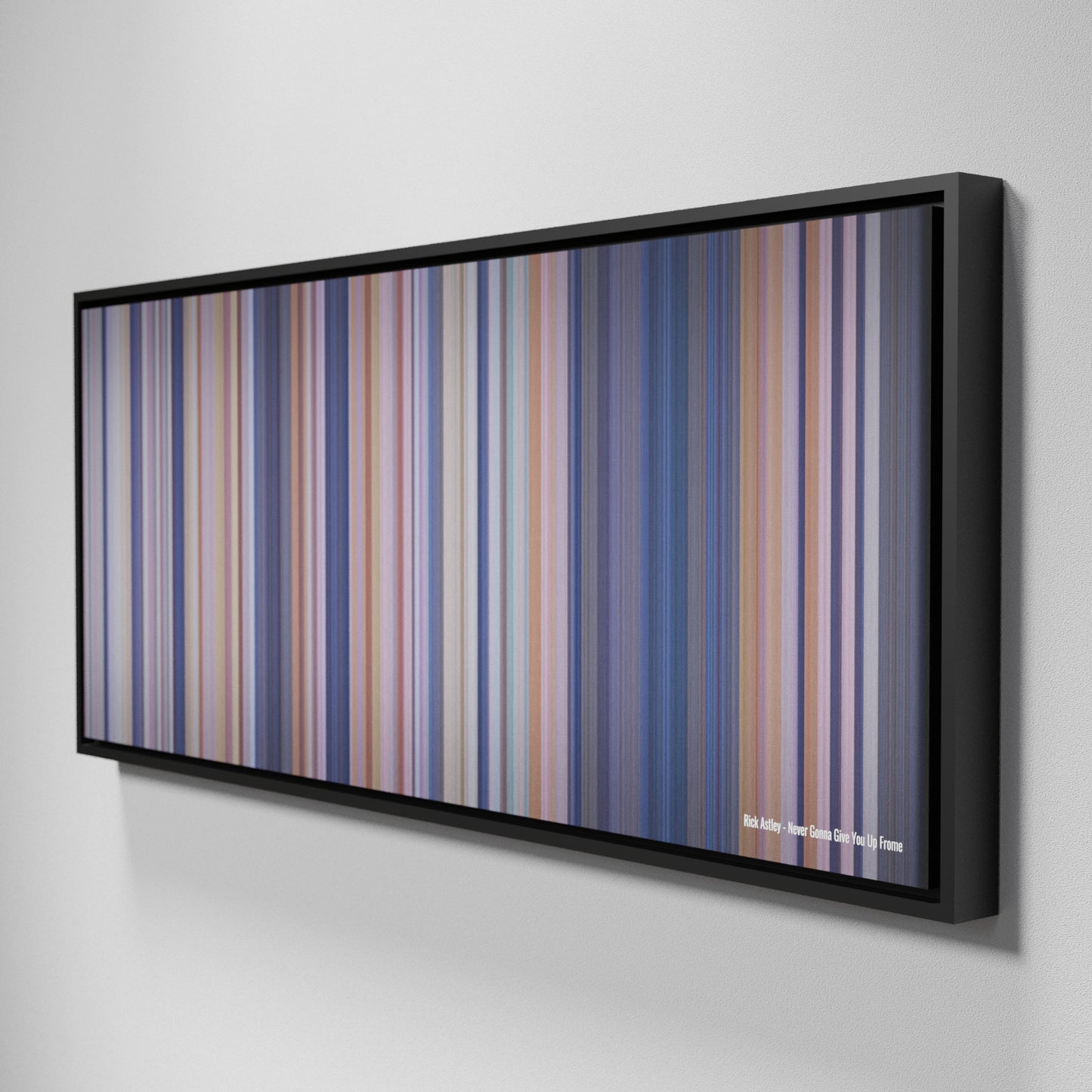 Side view of Framed Buff's of Rick-Astley-Never-Gonna-Give-You-Up Frome on the wall