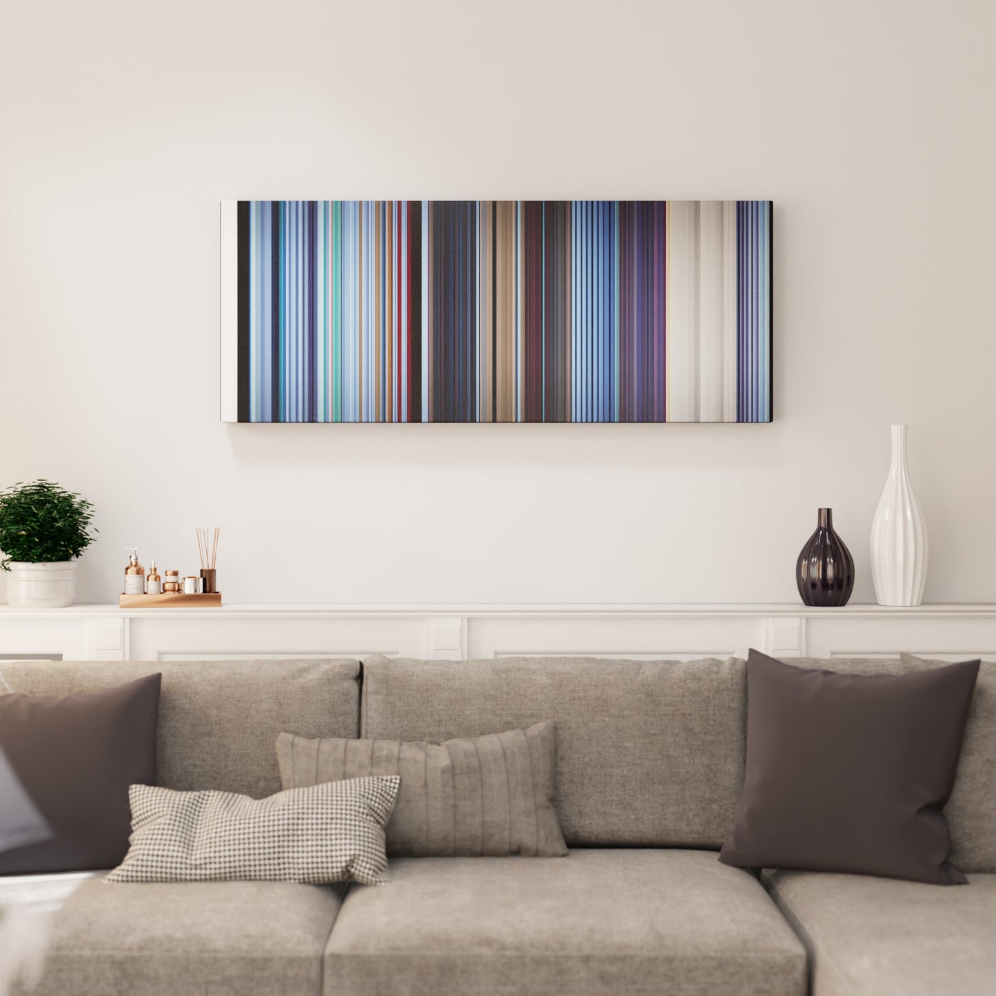 Living room interior with BTS-MIC-Drop Frome on the wall