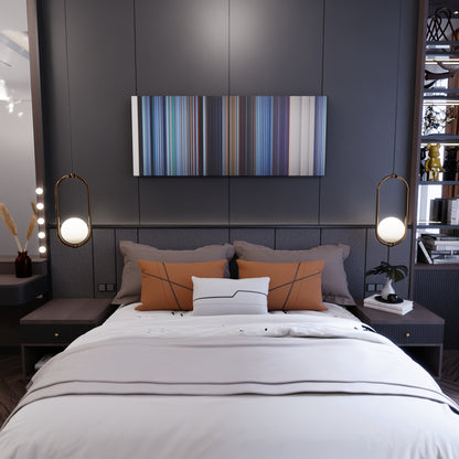 Bedroom interior with BTS-MIC-Drop Frome on the wall