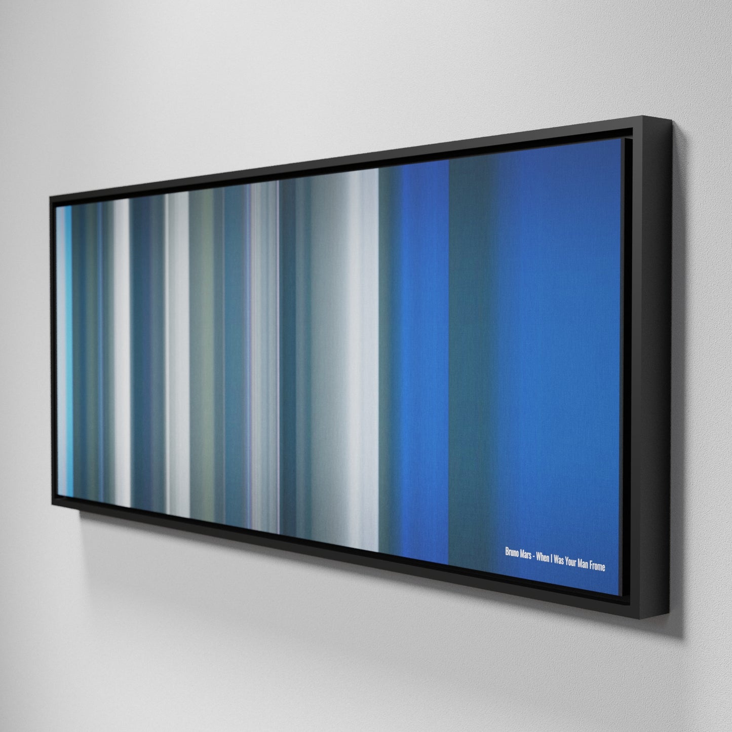 Side view of Framed Buff's of Bruno-Mars-When-I-Was-Your-Man Frome on the wall