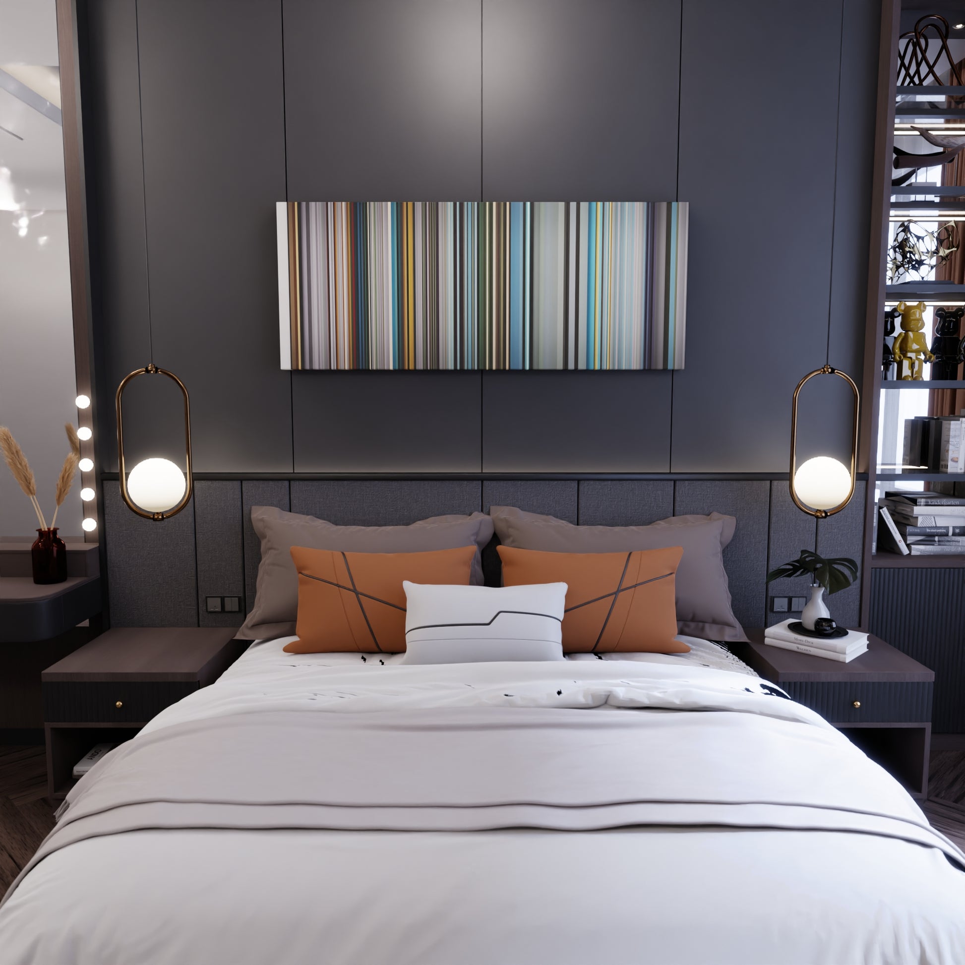 Bedroom interior with BTS-Fake-Love Frome on the wall