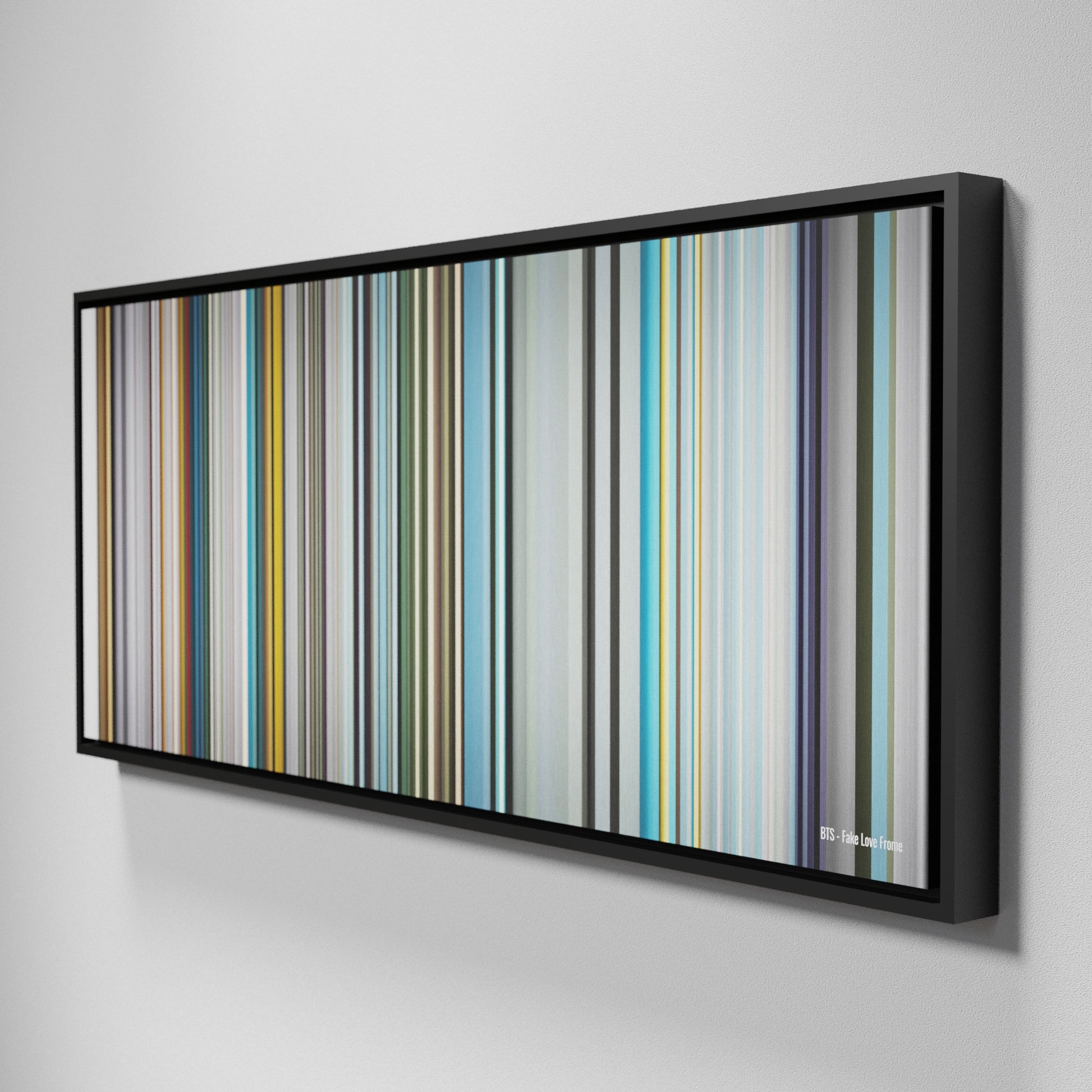 Side view of Framed Buff's of BTS-Fake-Love Frome on the wall