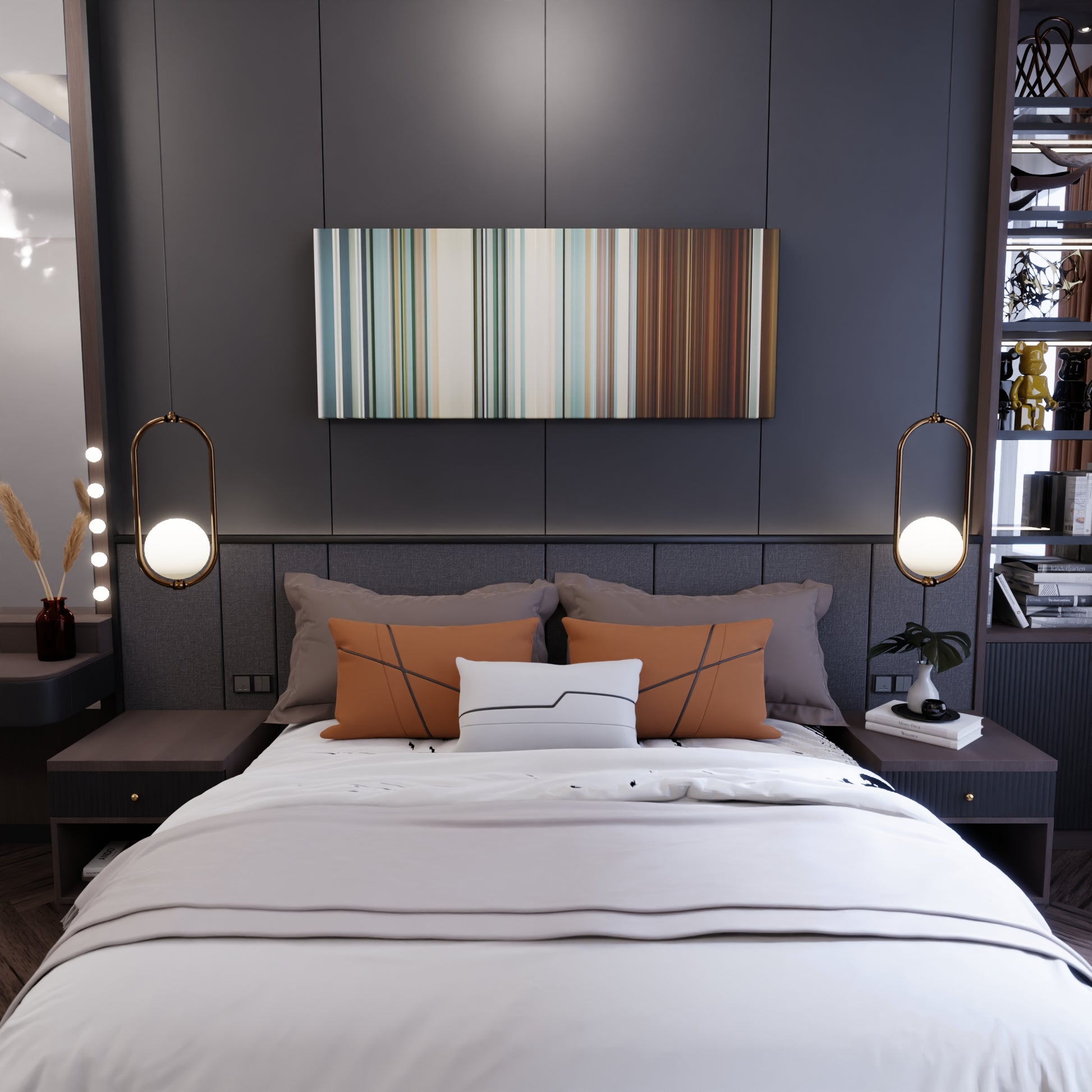 Bedroom interior with Backstreet-Boys-I-Want-It-That-Way Frome on the wall