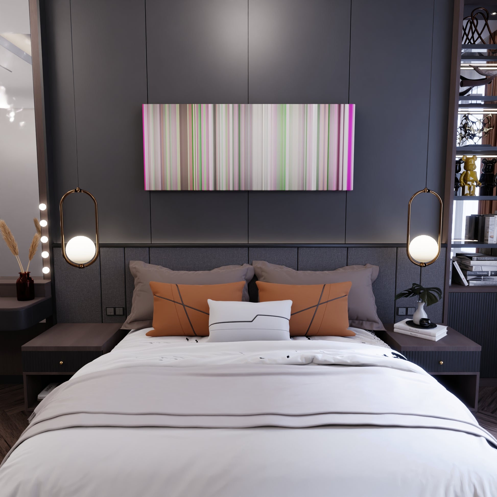 Bedroom interior with David-Guetta--Showtek-Bad Frome on the wall