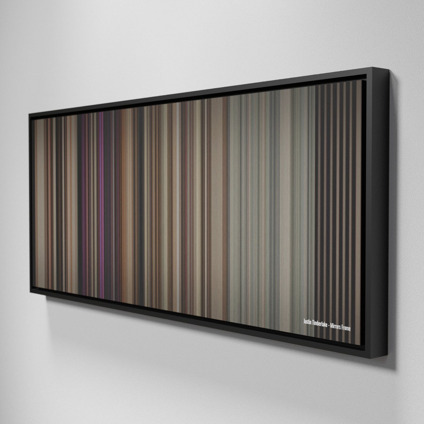 Side view of Framed Buff's of Justin-Timberlake-Mirrors Frome on the wall