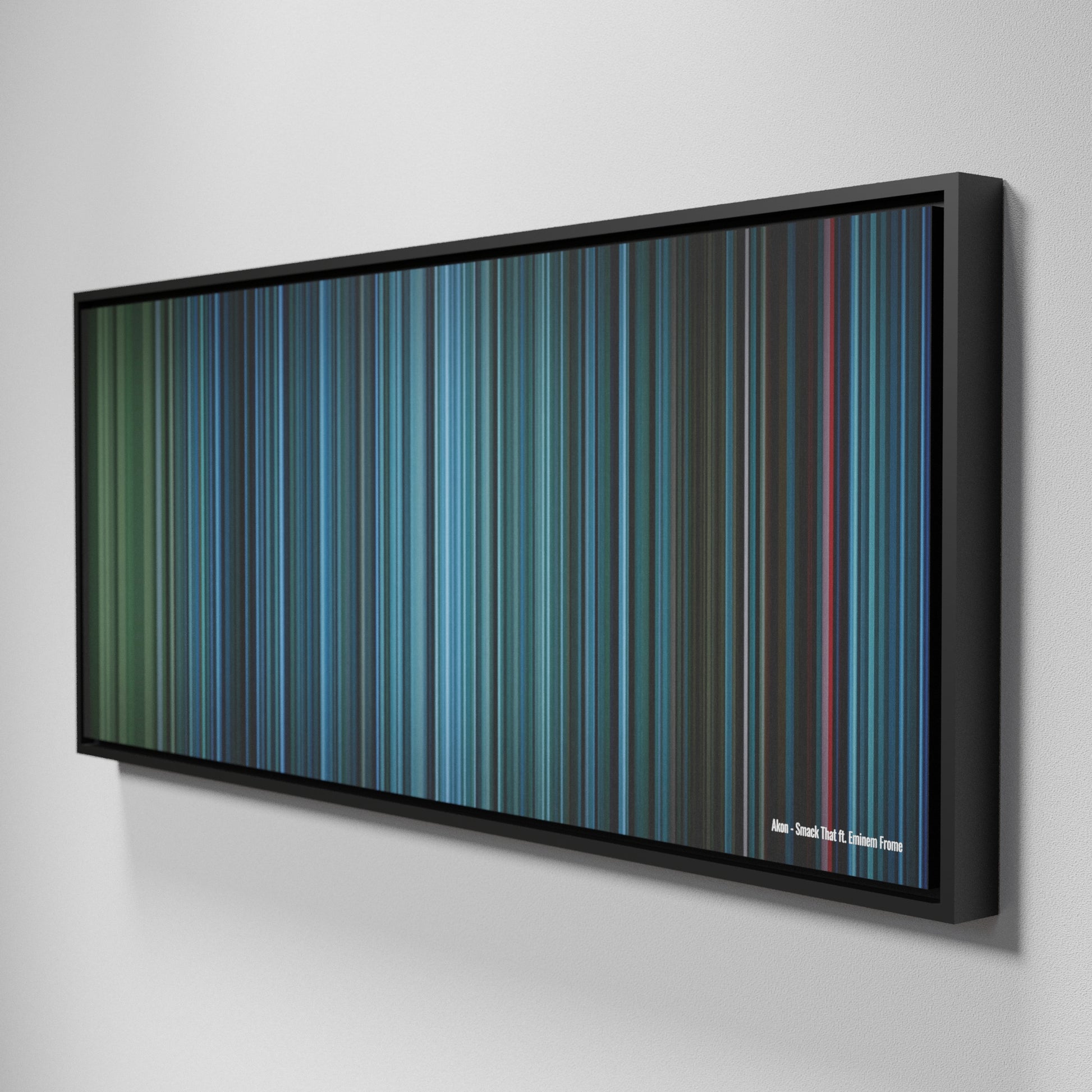 Side view of Framed Buff's of Akon-Smack-That Frome on the wall