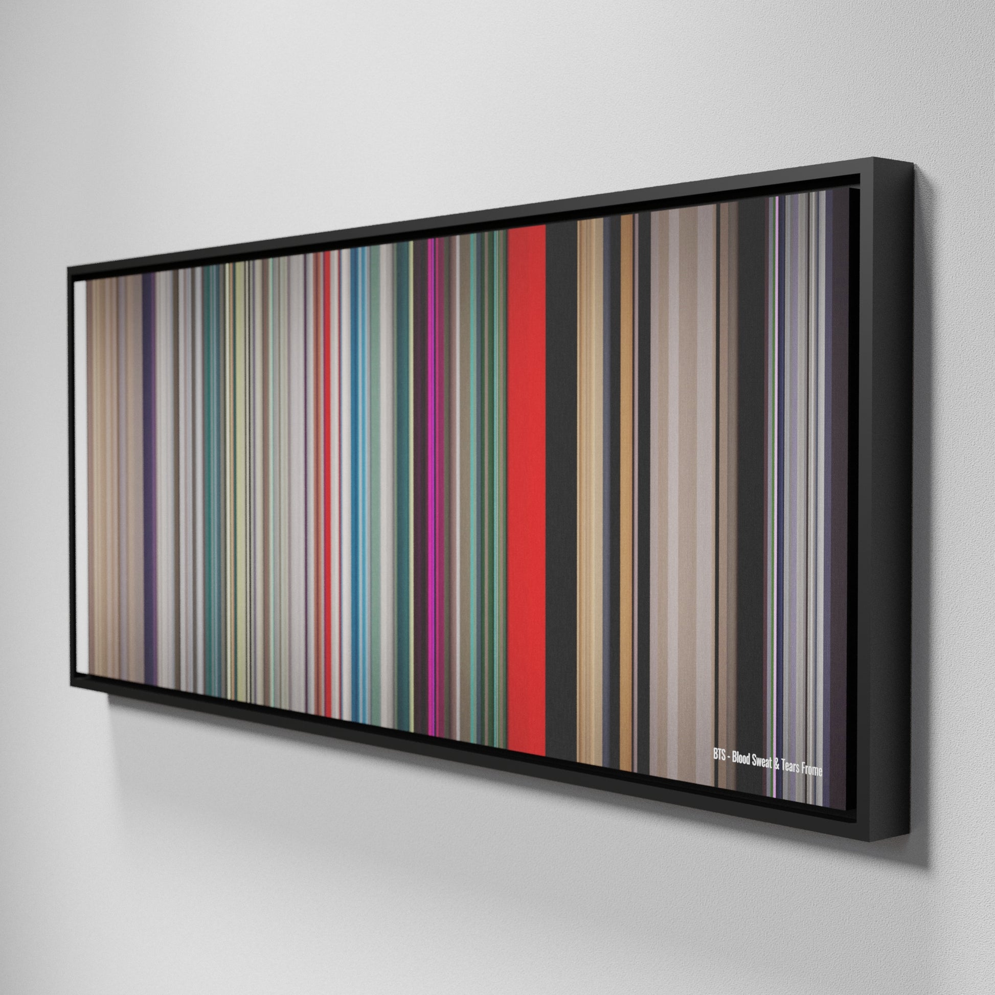 Side view of Framed Buff's of BTS-Blood-Sweat--Tears Frome on the wall