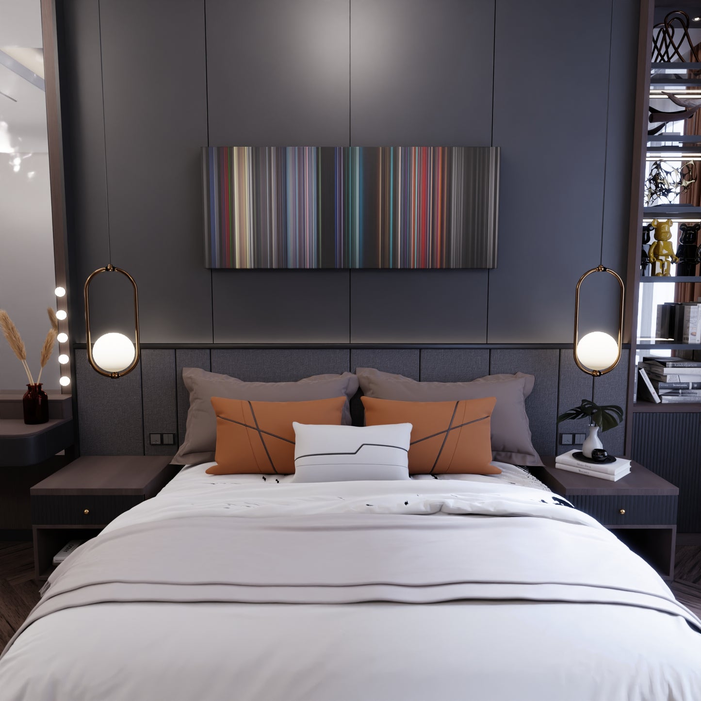 Bedroom interior with Swedish-House-Mafia-Dont-You-Worry-Child Frome on the wall