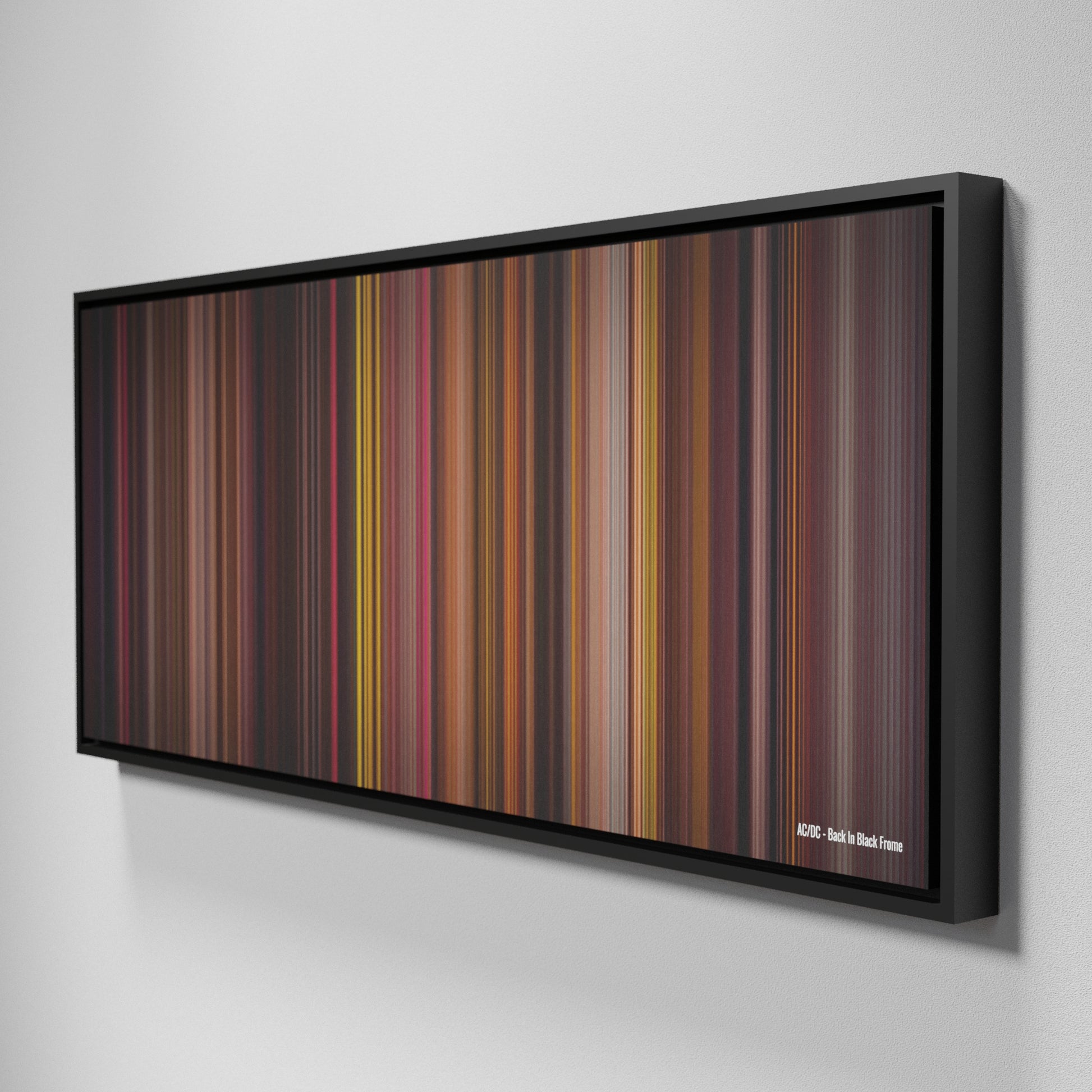 Side view of Framed Buff's of ACDC-Back-In-Black Frome on the wall