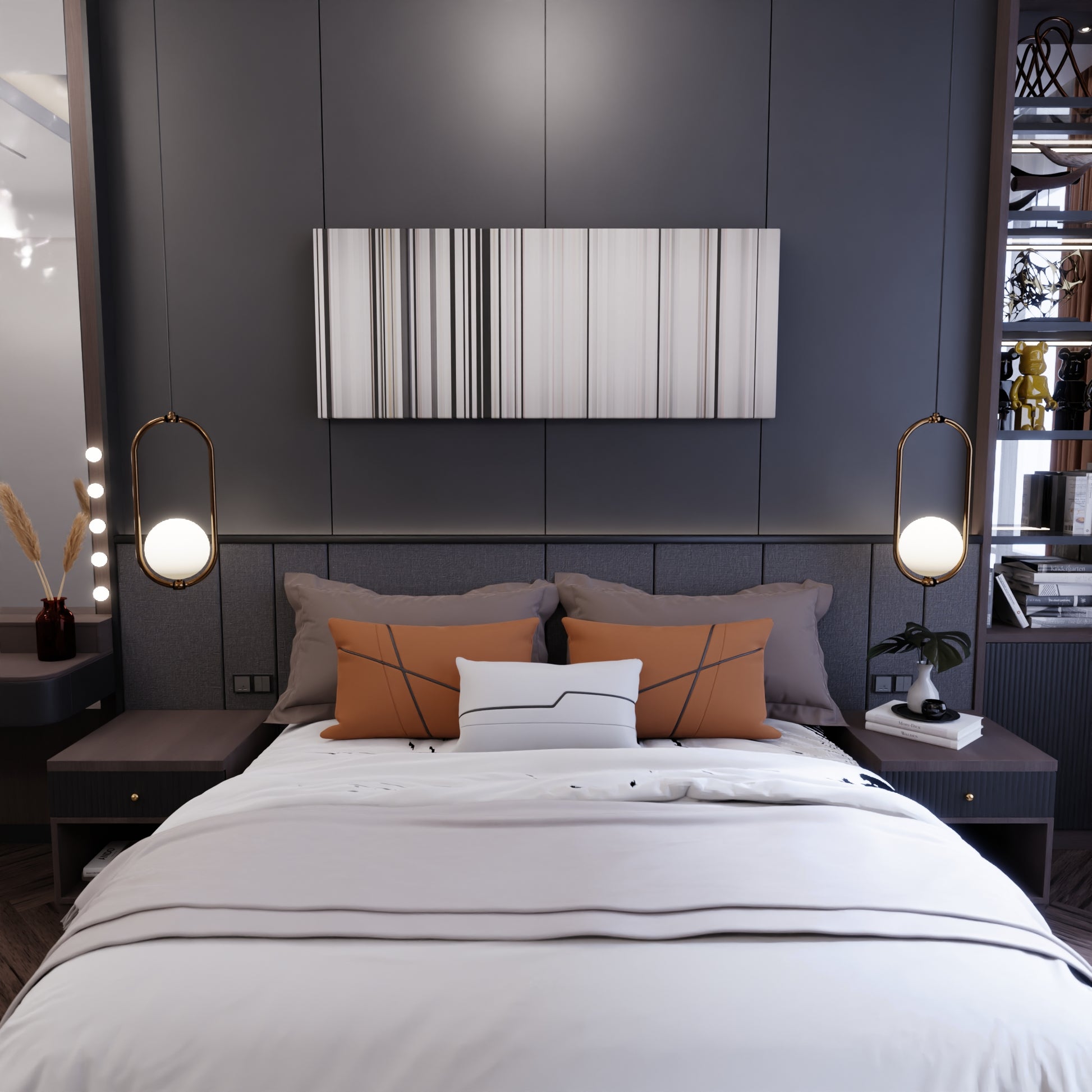 Bedroom interior with Omarion-Post-To-Be Frome on the wall