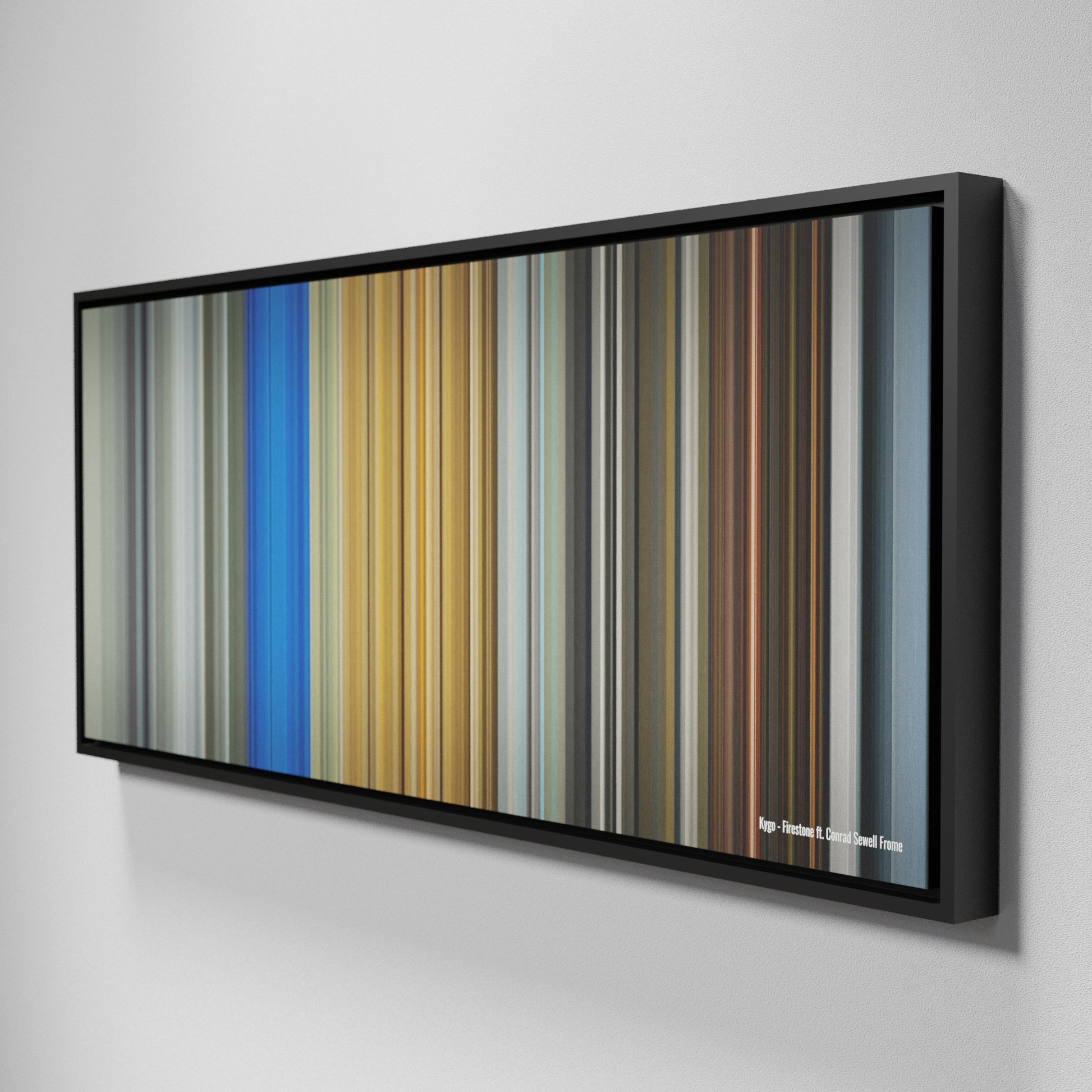 Side view of Framed Buff's of Kygo-Firestone Frome on the wall