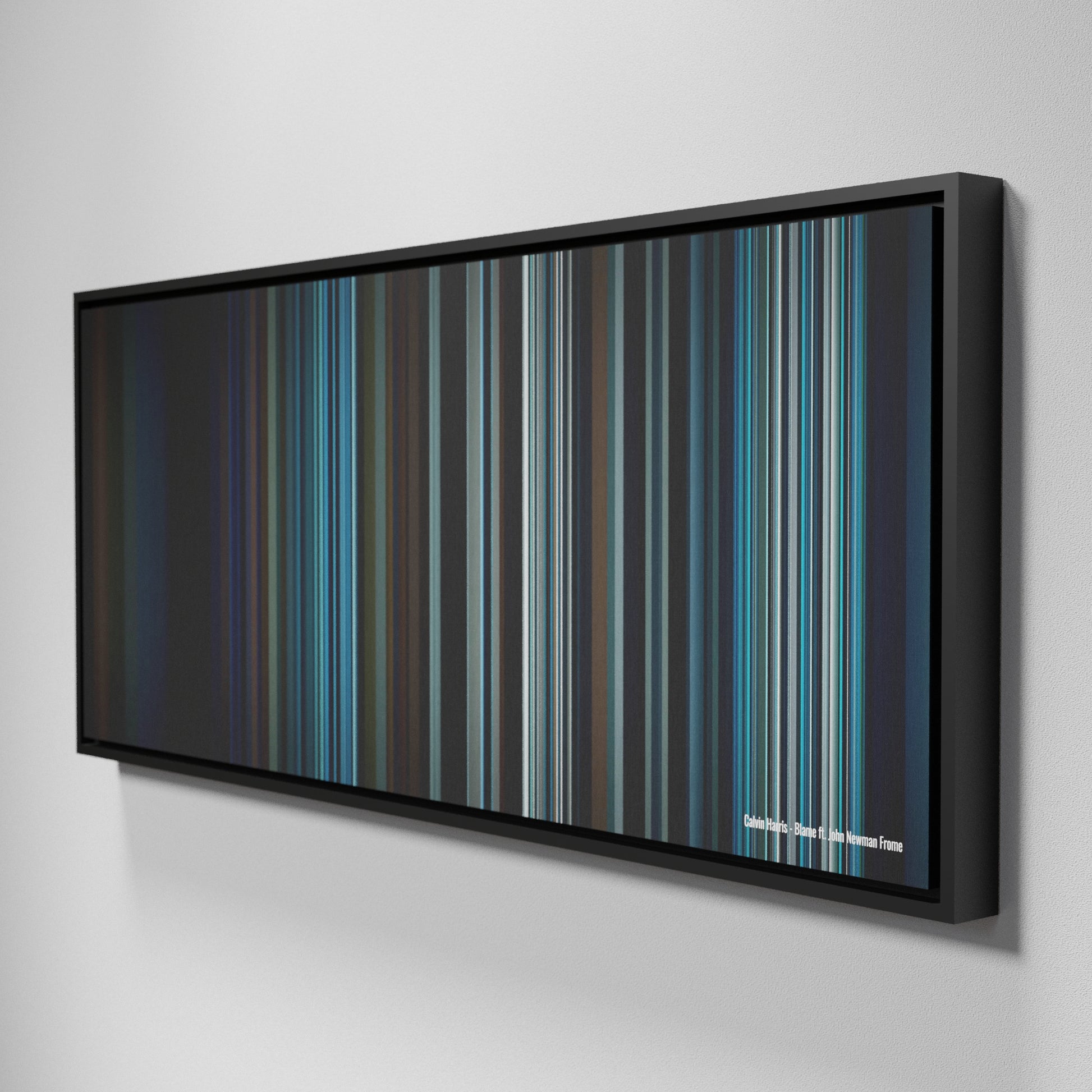 Side view of Framed Buff's of Calvin-Harris-Blame Frome on the wall