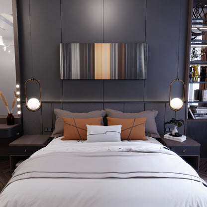 Bedroom interior with Rihanna-Umbrella Frome on the wall