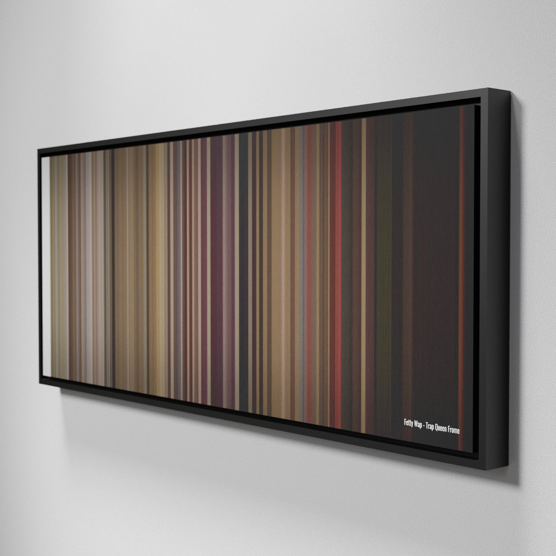 Side view of Framed Buff's of Fetty-Wap-Trap-Queen Frome on the wall