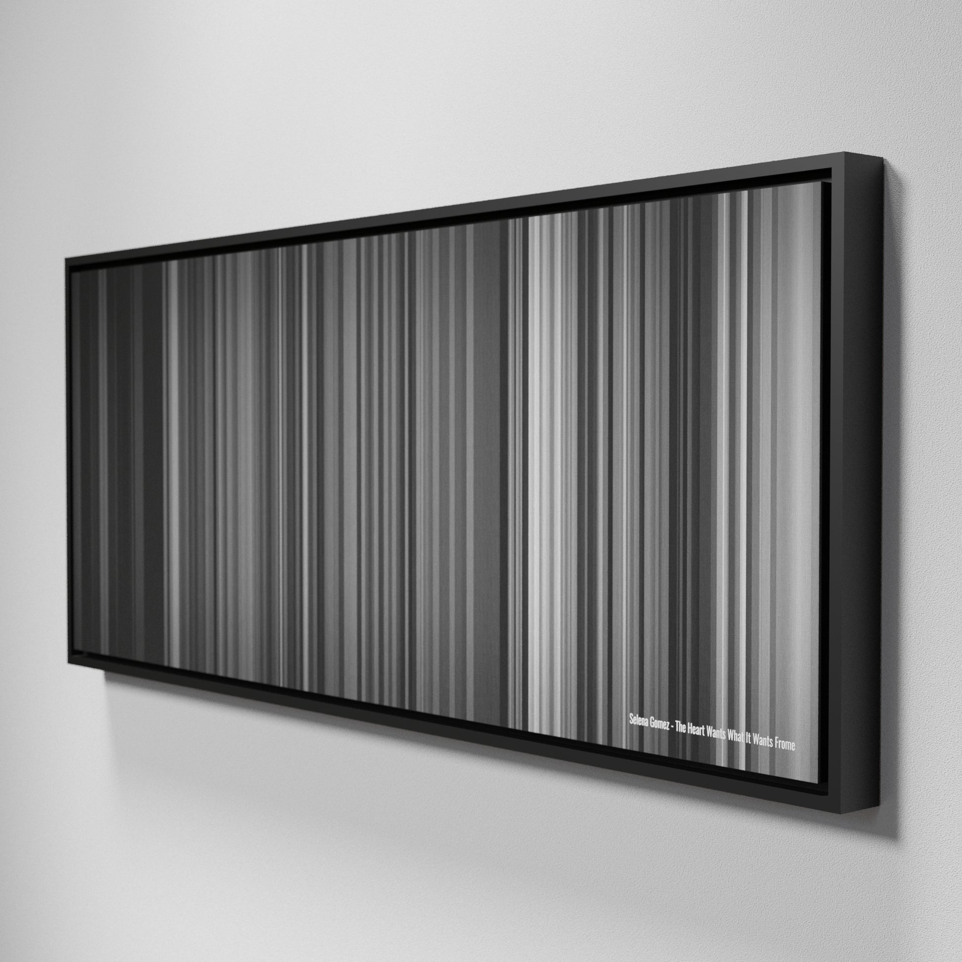 Side view of Framed Buff's of Selena-Gomez-The-Heart-Wants-What-It-Wants Frome on the wall