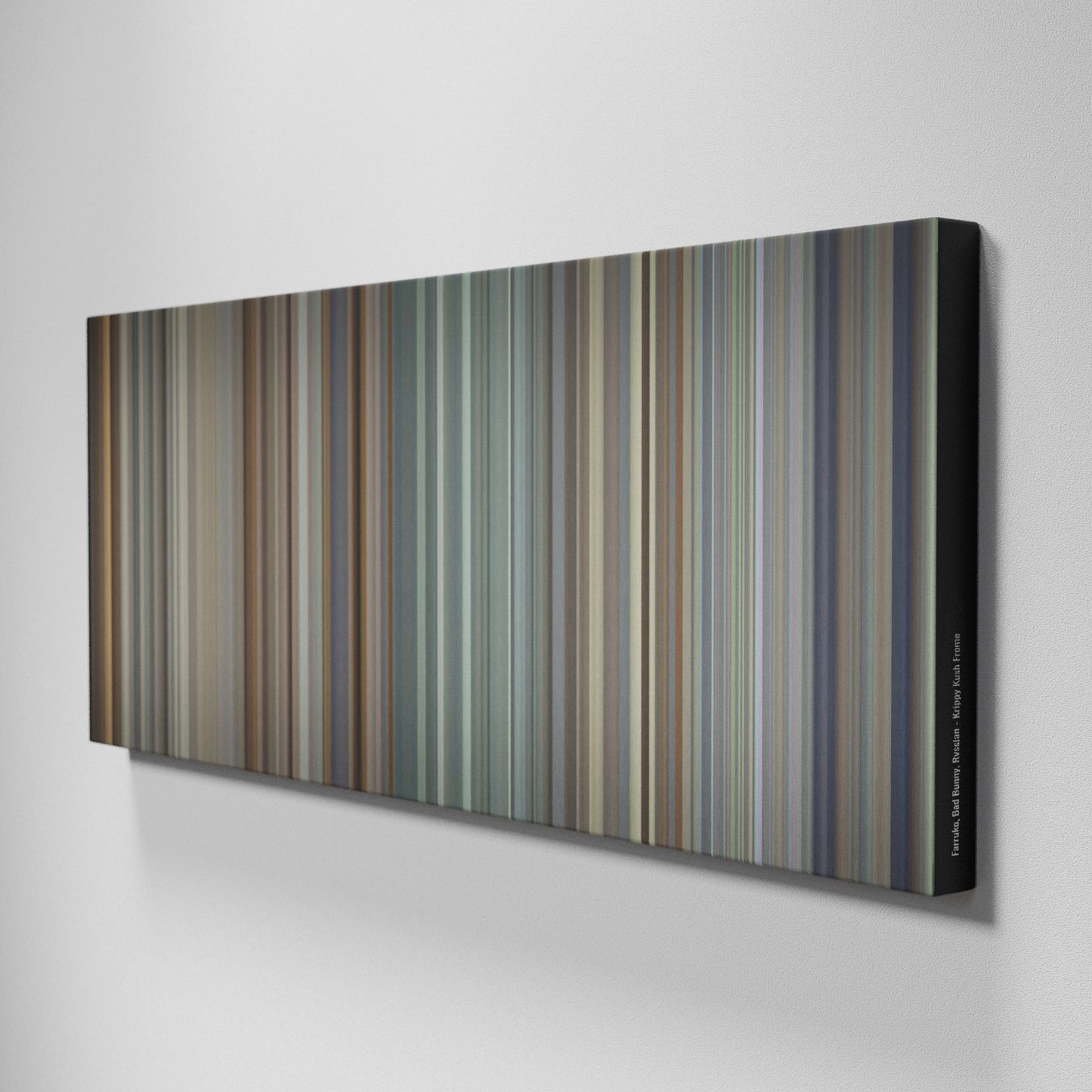 Side view of Buff's of Farruko-Bad-Bunny-Rvssian-Krippy-Kush Frome on the wall