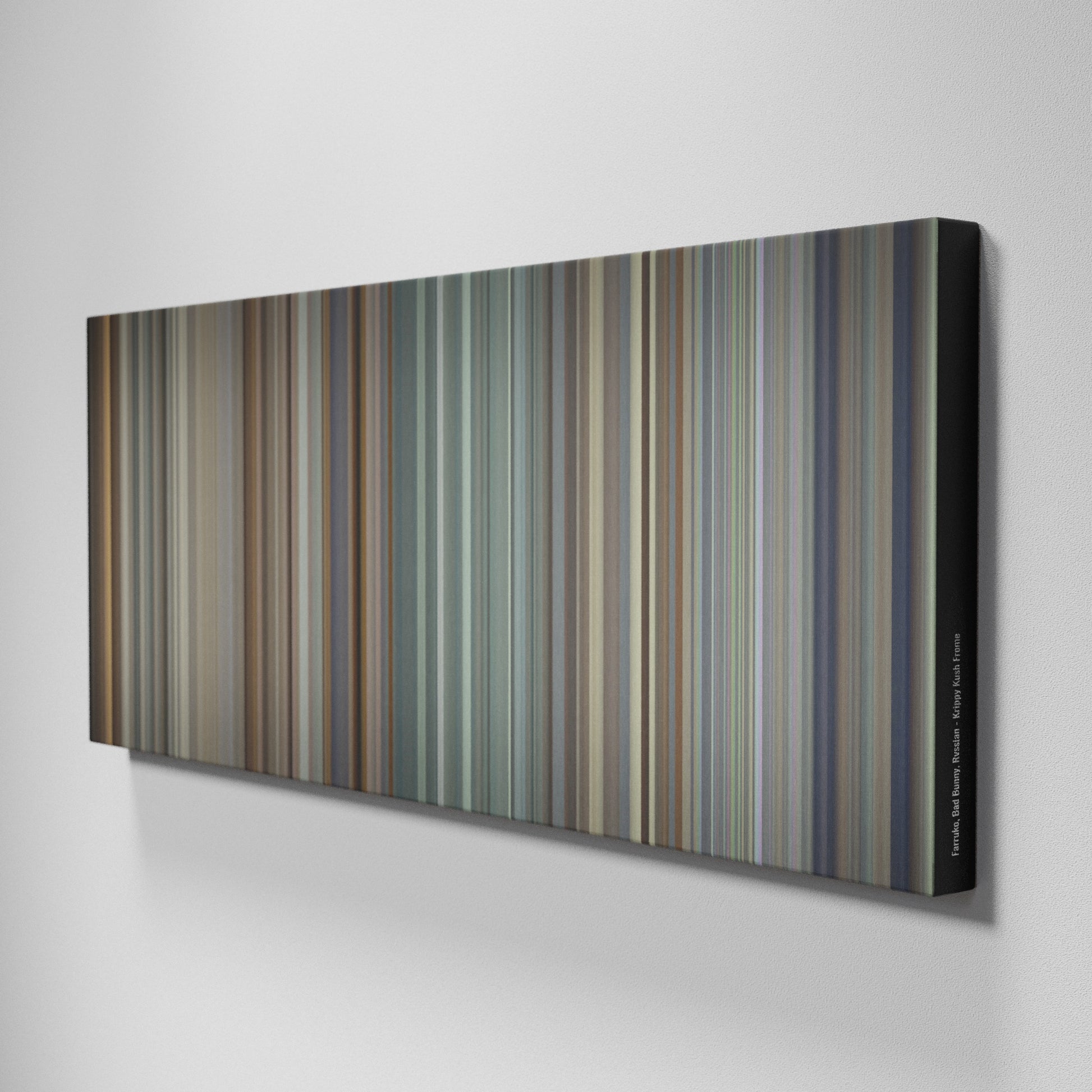 Side view of Buff's of Farruko-Bad-Bunny-Rvssian-Krippy-Kush Frome on the wall