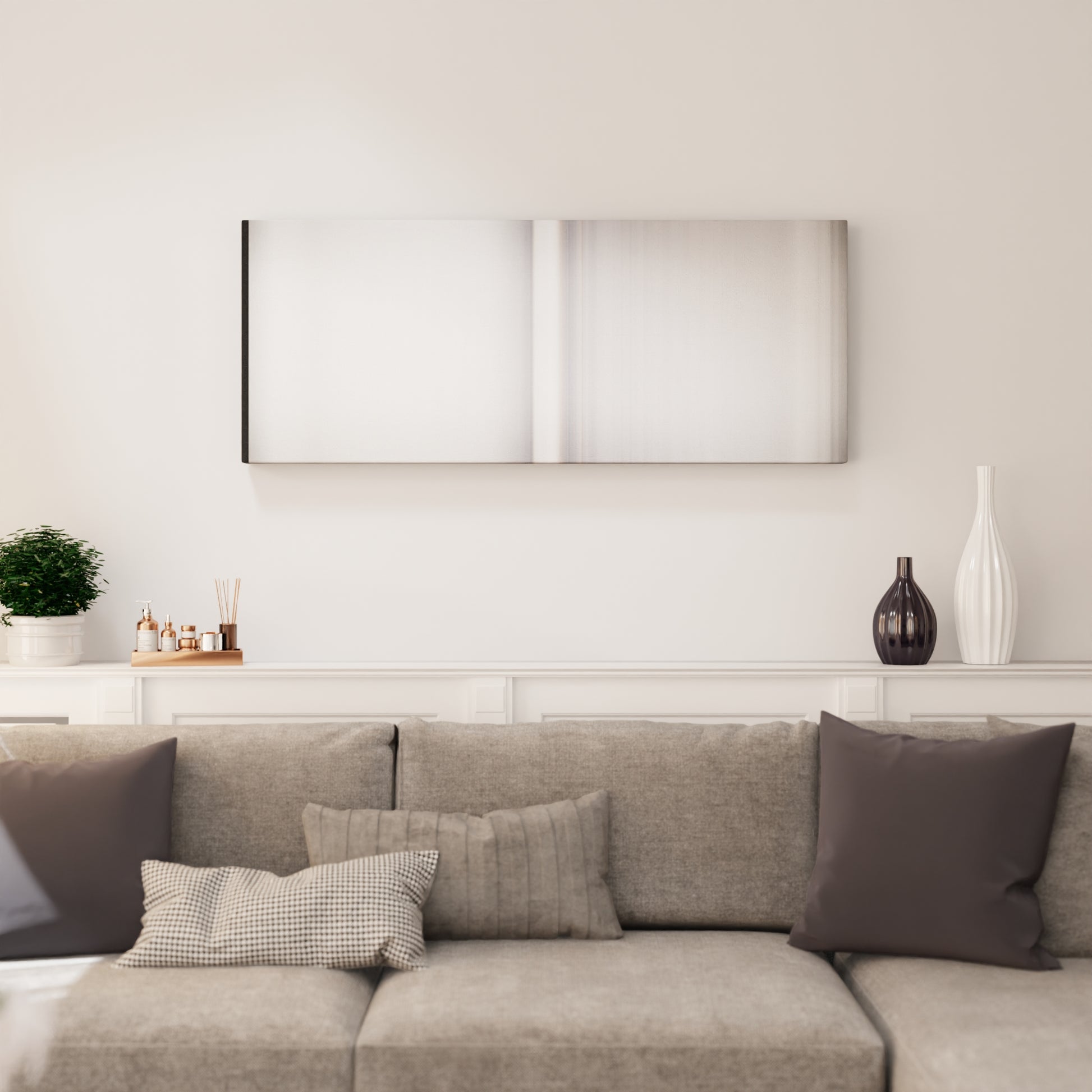 Living room interior with Billie-Eilish-When-the-partys-over Frome on the wall