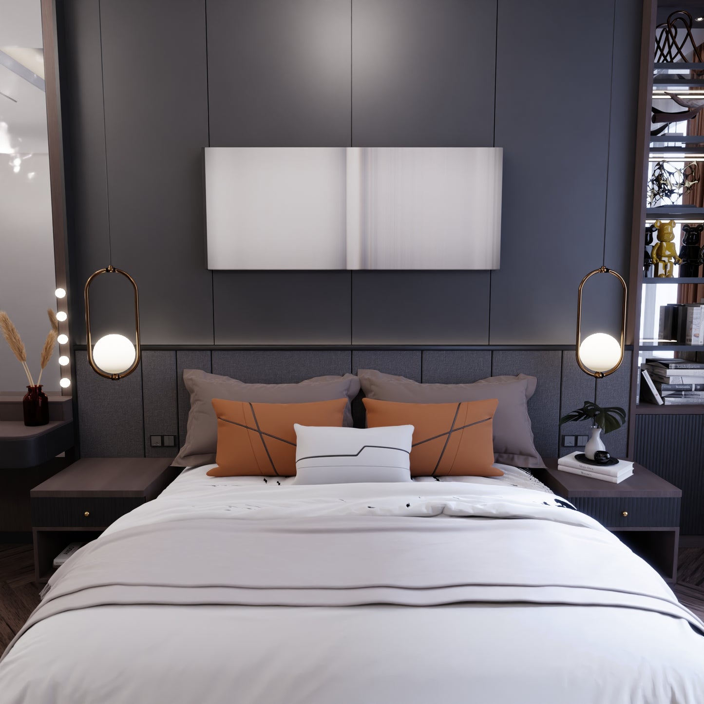 Bedroom interior with Billie-Eilish-When-the-partys-over Frome on the wall