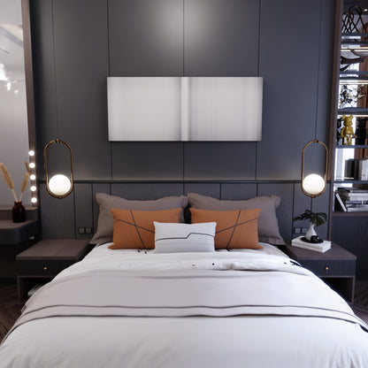 Bedroom interior with Billie-Eilish-When-the-partys-over Frome on the wall