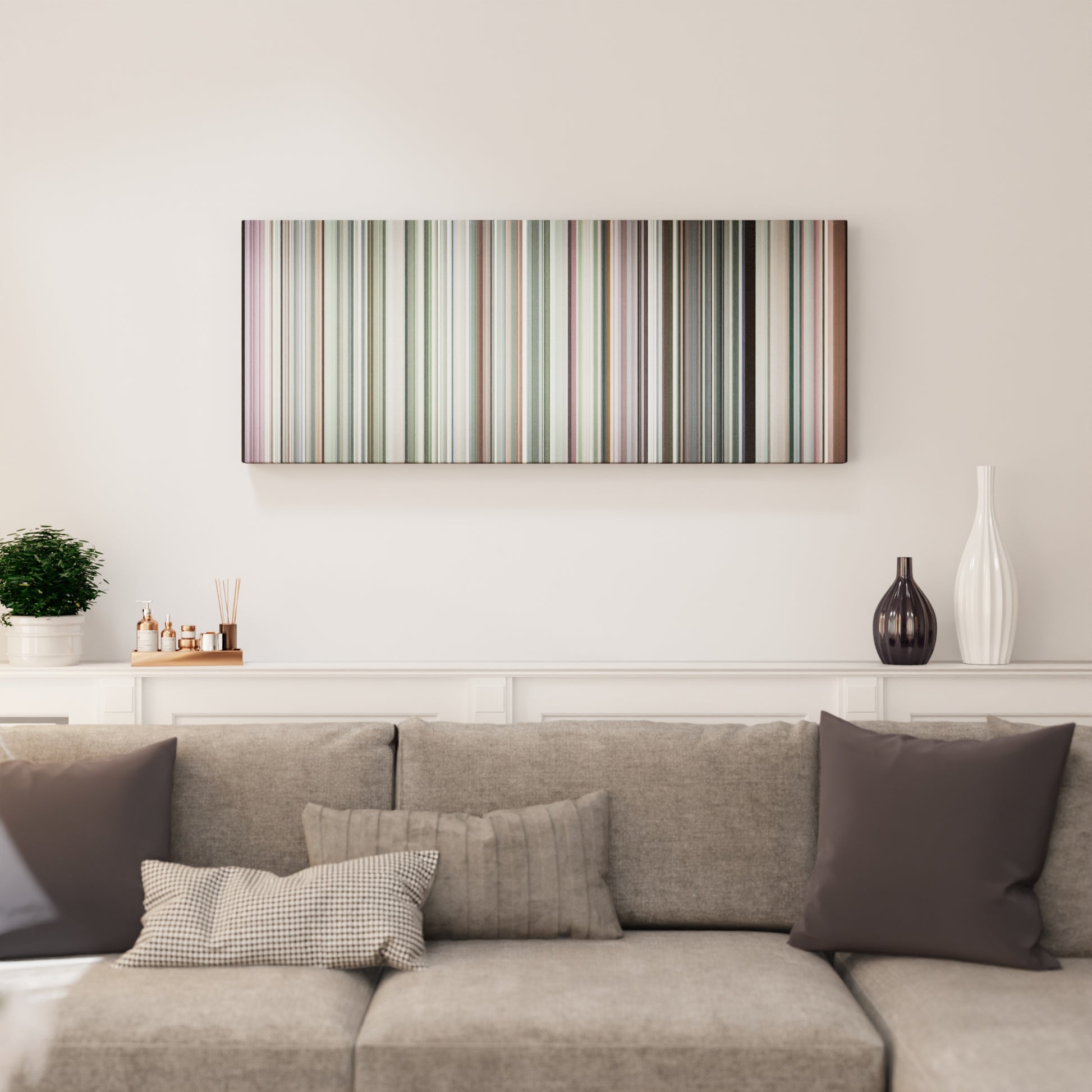 Living room interior with The-Black-Eyed-Peas-Where-Is-The-Love Frome on the wall