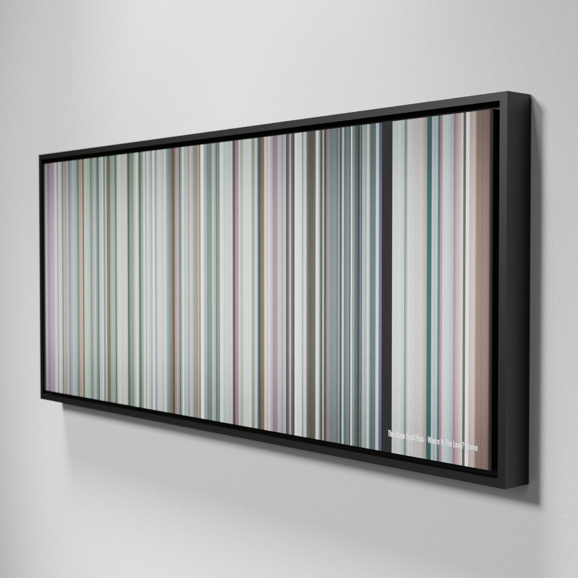 Side view of Framed Buff's of The-Black-Eyed-Peas-Where-Is-The-Love Frome on the wall