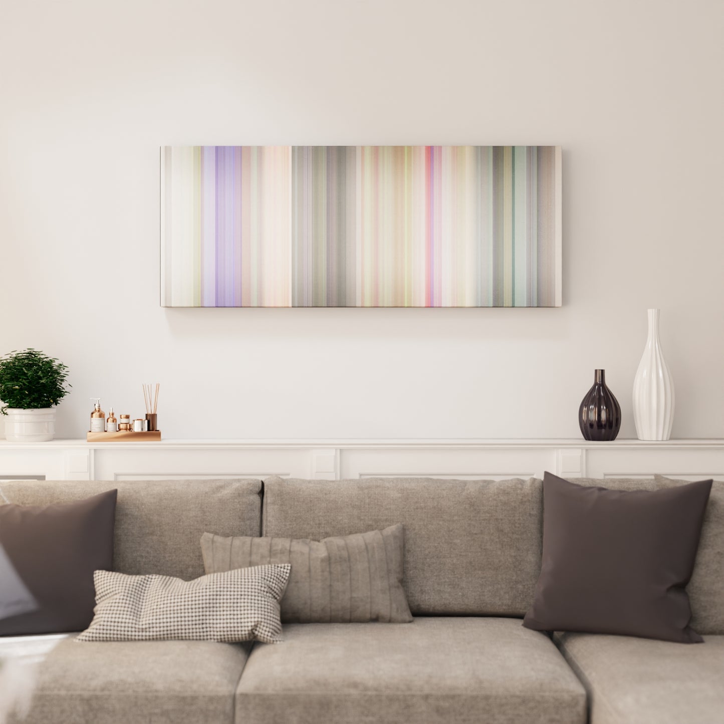 Living room interior with Milky-Chance-Stolen-Dance Frome on the wall