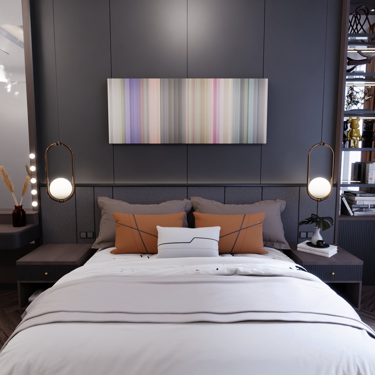 Bedroom interior with Milky-Chance-Stolen-Dance Frome on the wall