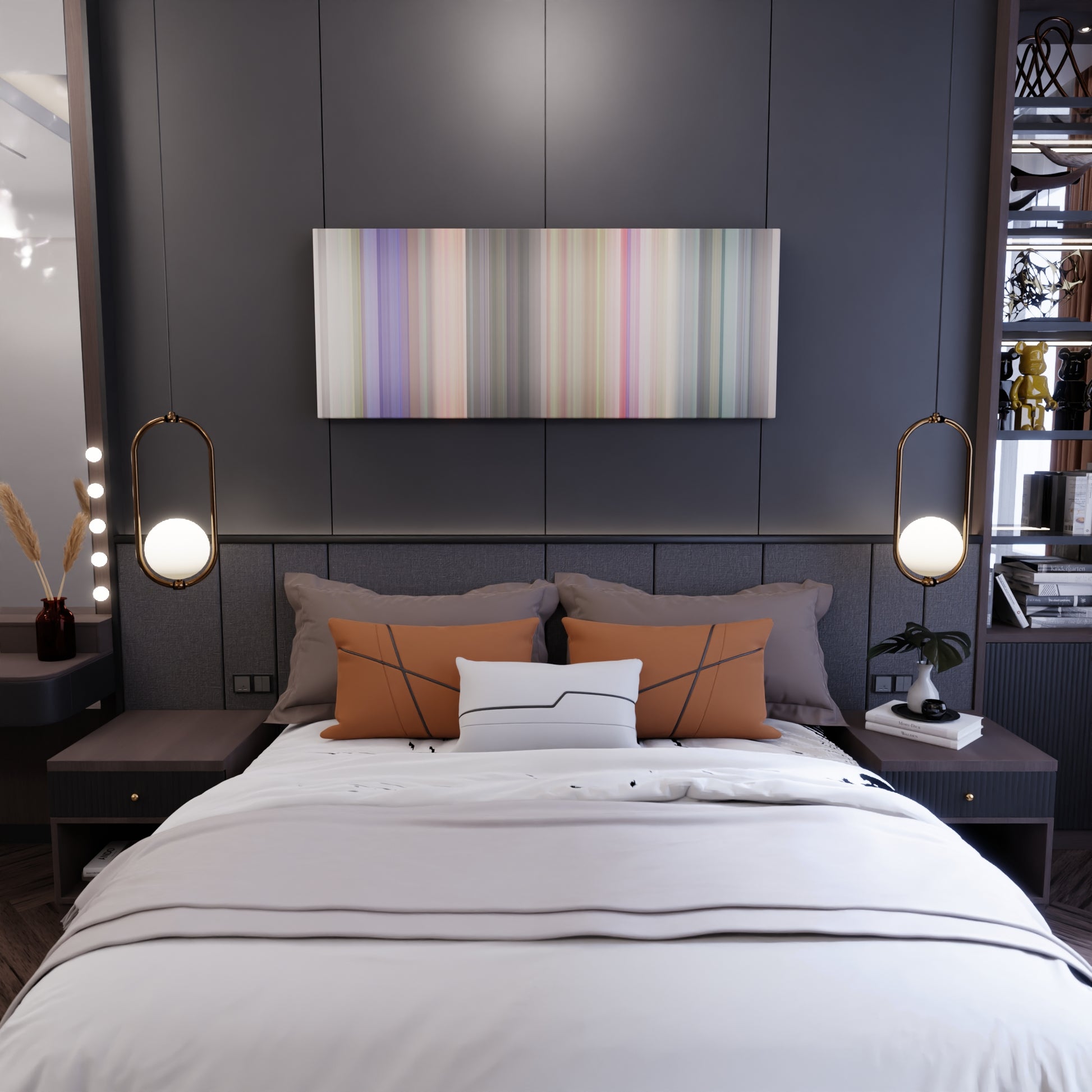 Bedroom interior with Milky-Chance-Stolen-Dance Frome on the wall