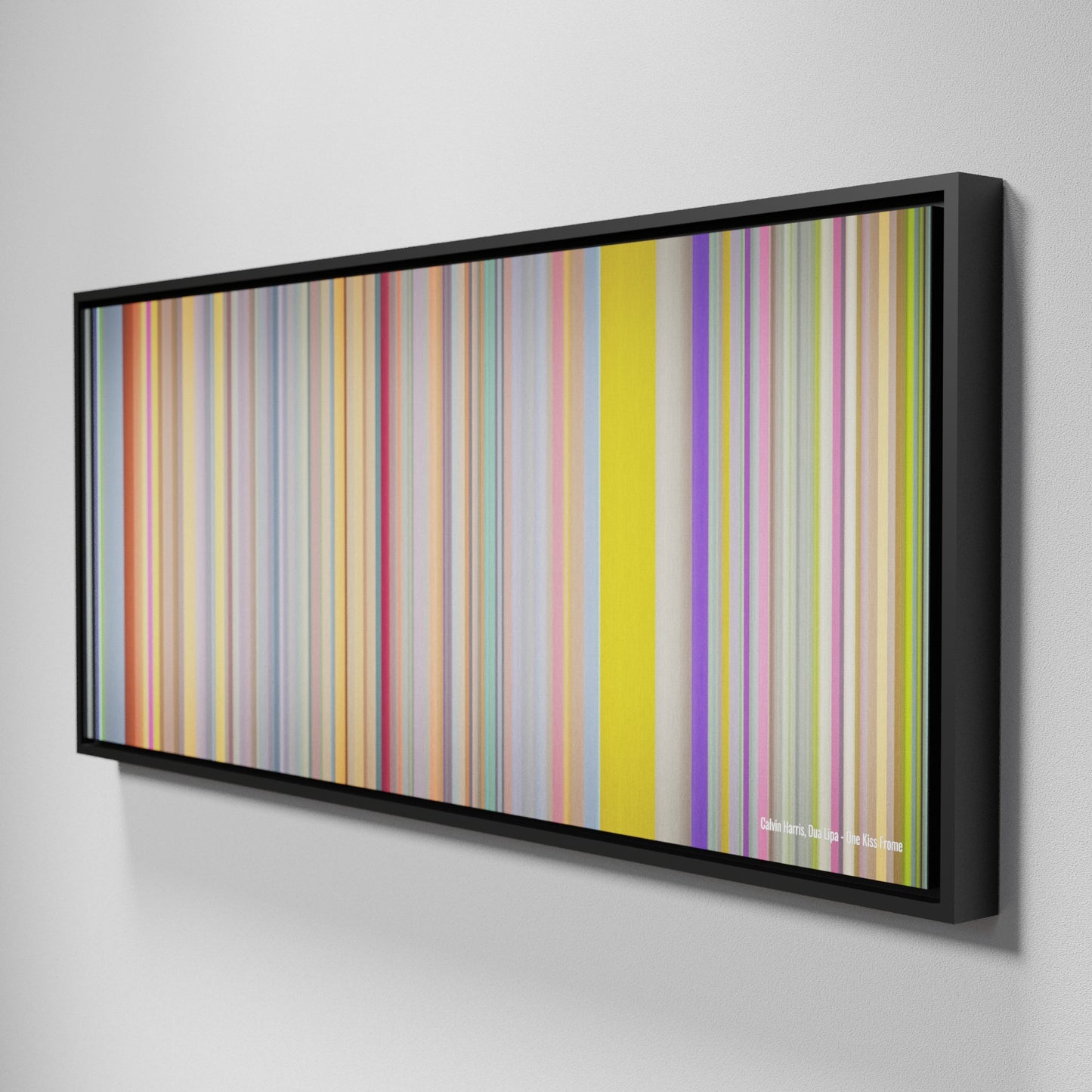 Side view of Framed Buff's of Calvin-Harris-Dua-Lipa-One-Kiss Frome on the wall