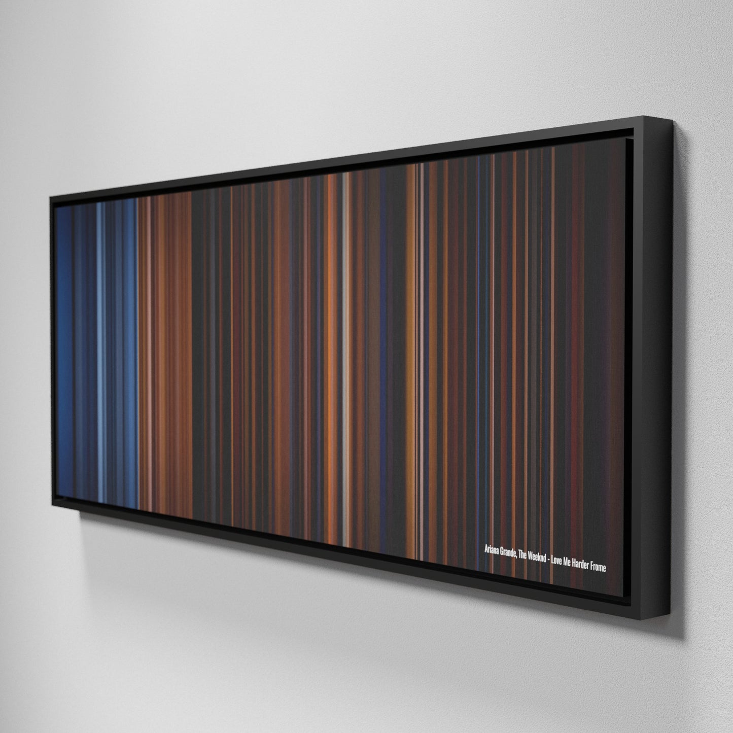 Side view of Framed Buff's of Ariana-Grande-The-Weeknd-Love-Me-Harder Frome on the wall