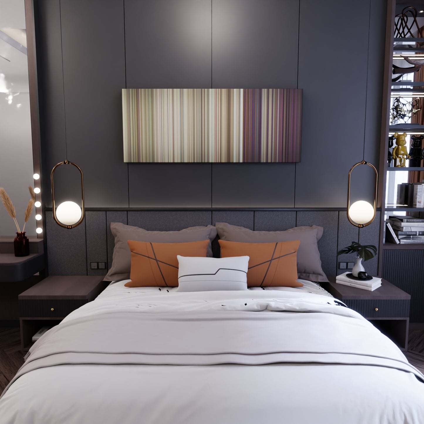 Bedroom interior with Piso-21-Te-Amo Frome on the wall