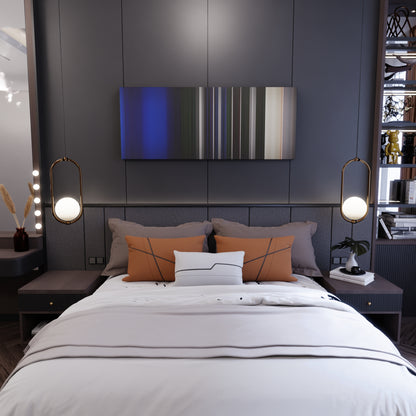 Bedroom interior with The-Weeknd-Call-Out-My-Name Frome on the wall