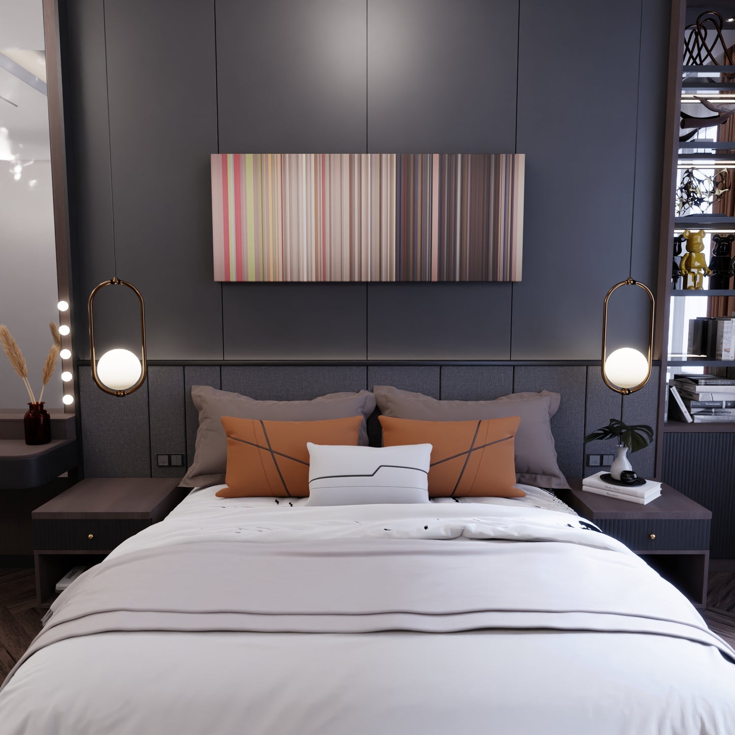 Bedroom interior with One-Direction-One-Thing Frome on the wall