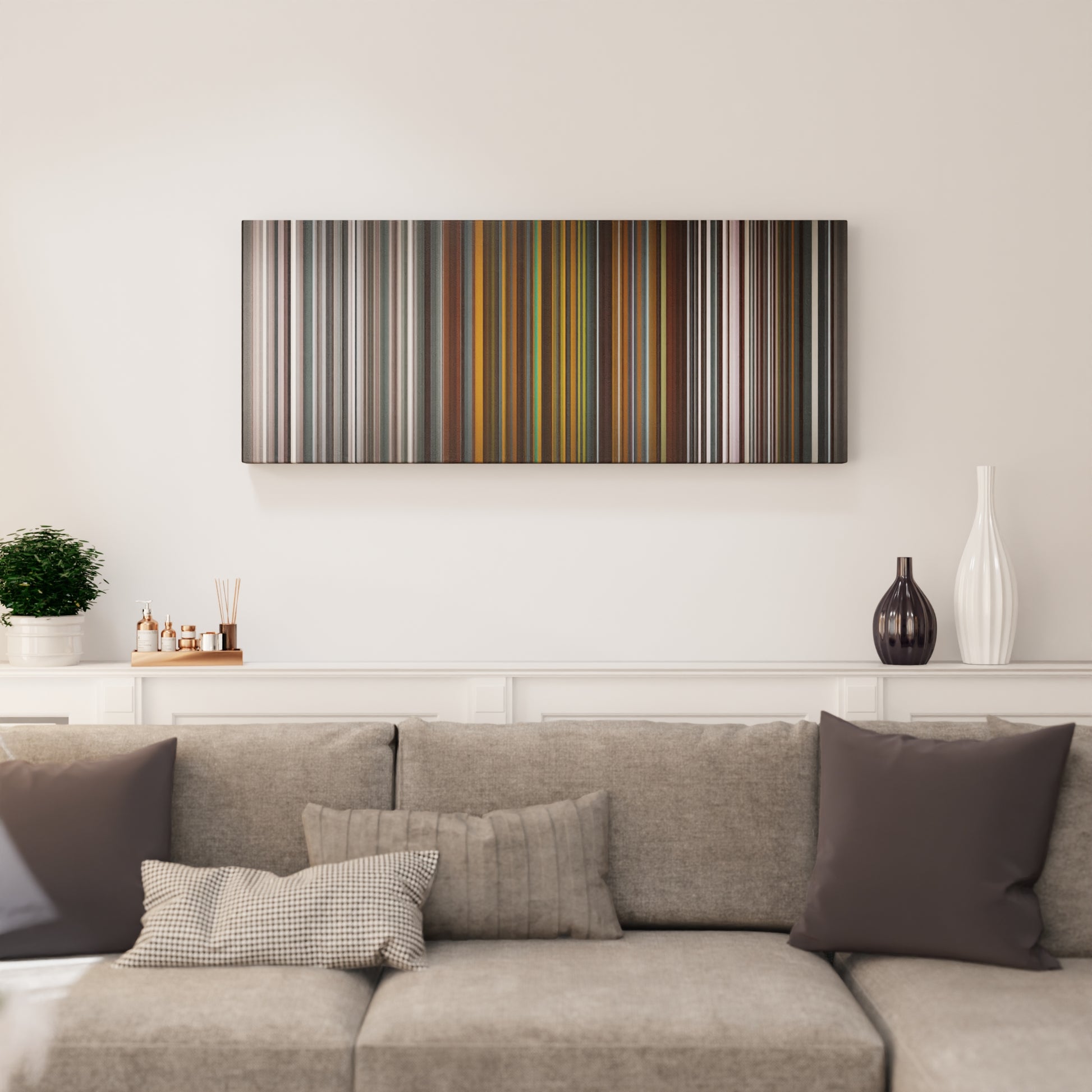 Living room interior with Bruno-Mars-It-Will-Rain Frome on the wall