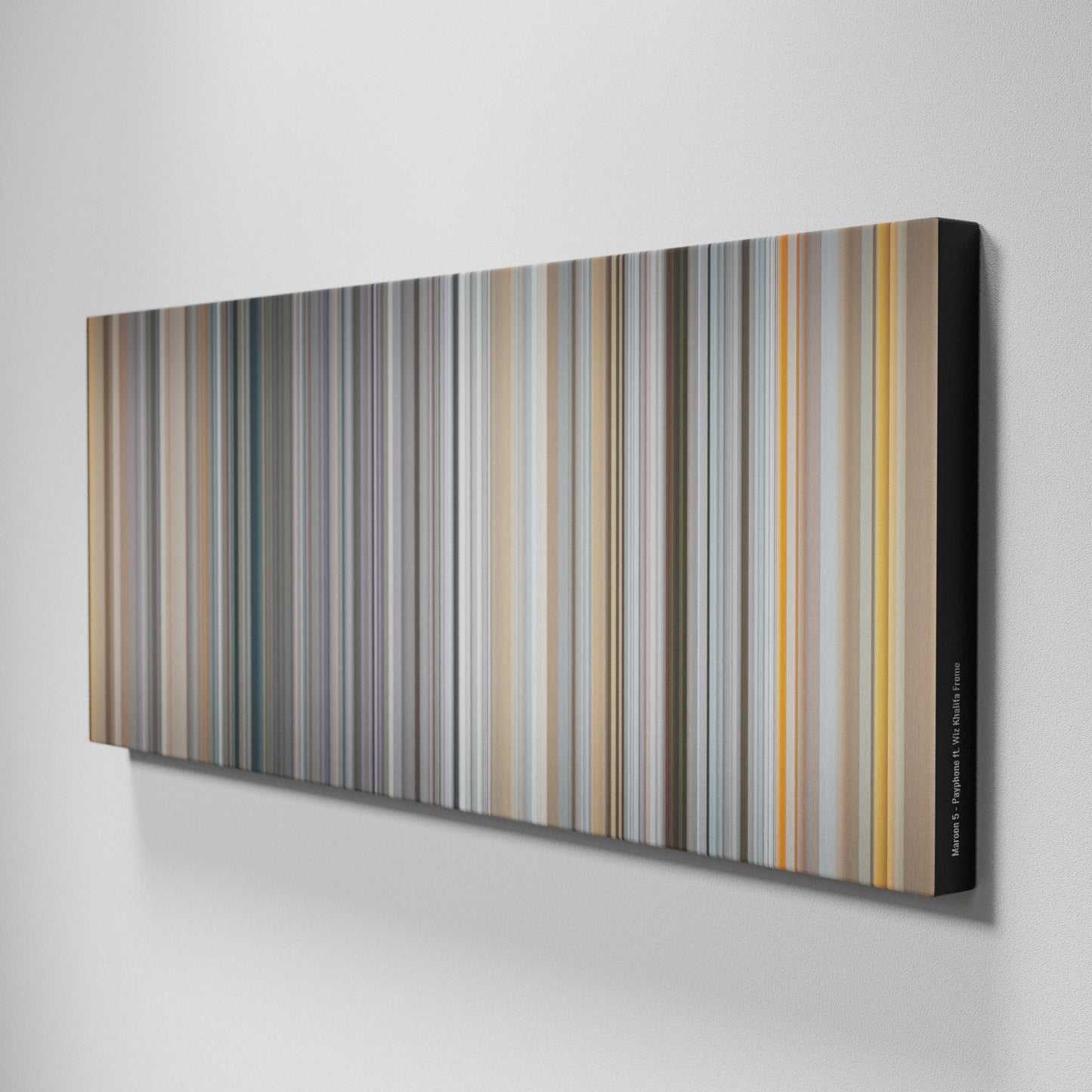 Side view of Buff's of Maroon-5-Payphone Frome on the wall