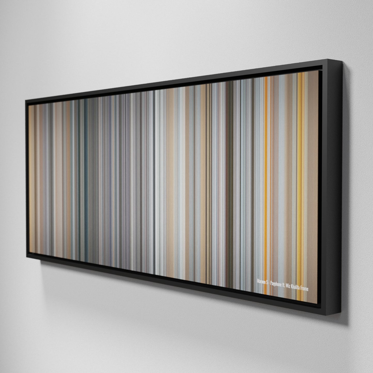 Side view of Framed Buff's of Maroon-5-Payphone Frome on the wall