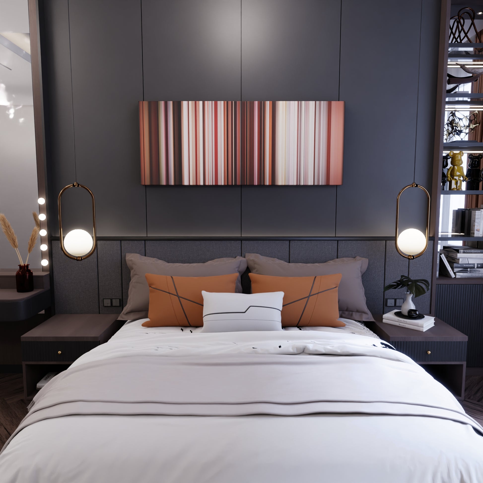 Bedroom interior with Mariah-Carey-All-I-Want-For-Christmas-Is-You Frome on the wall