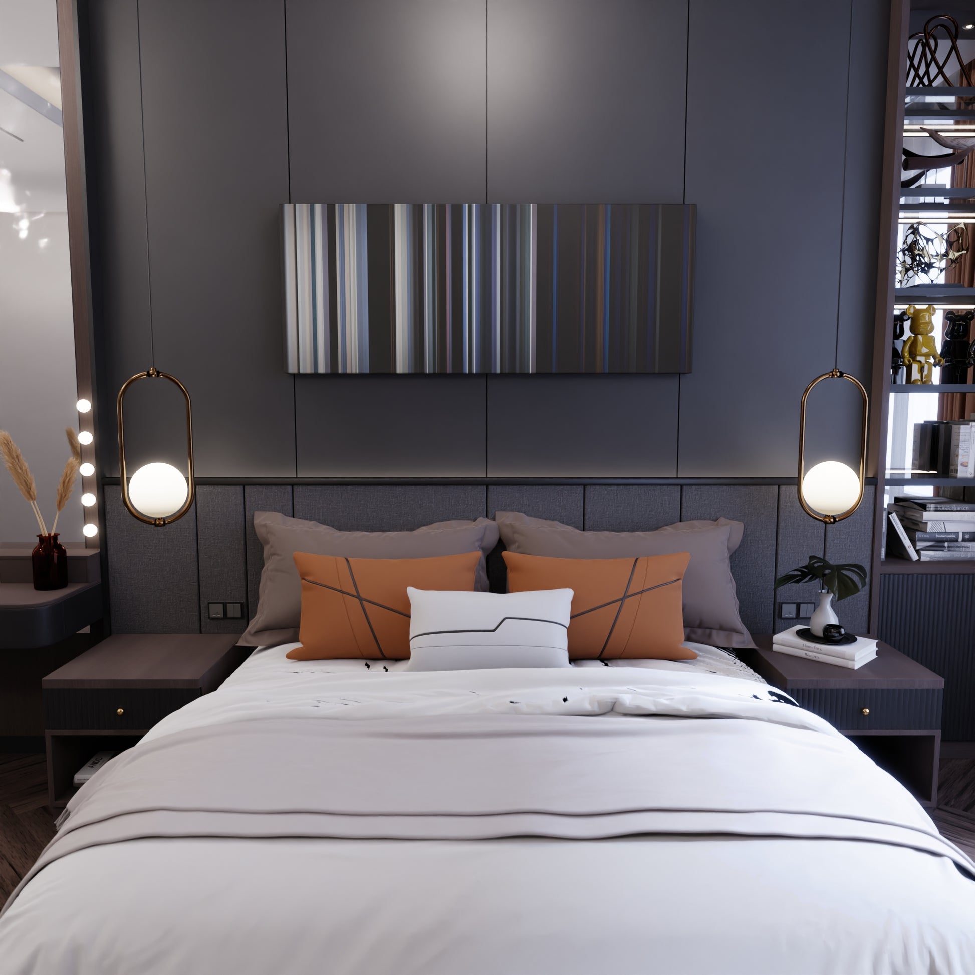 Bedroom interior with MC-Kekel-e-MC-Rita-Amor-de-Verdade Frome on the wall