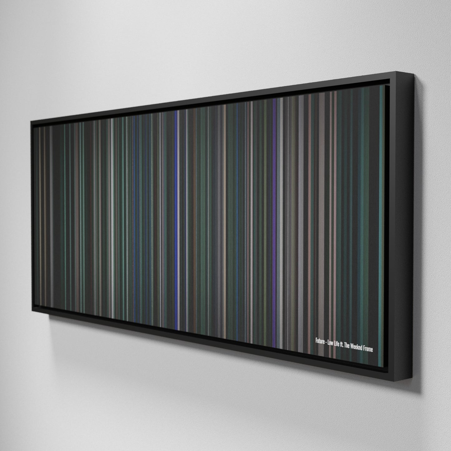 Side view of Framed Buff's of Future-Low-Life Frome on the wall