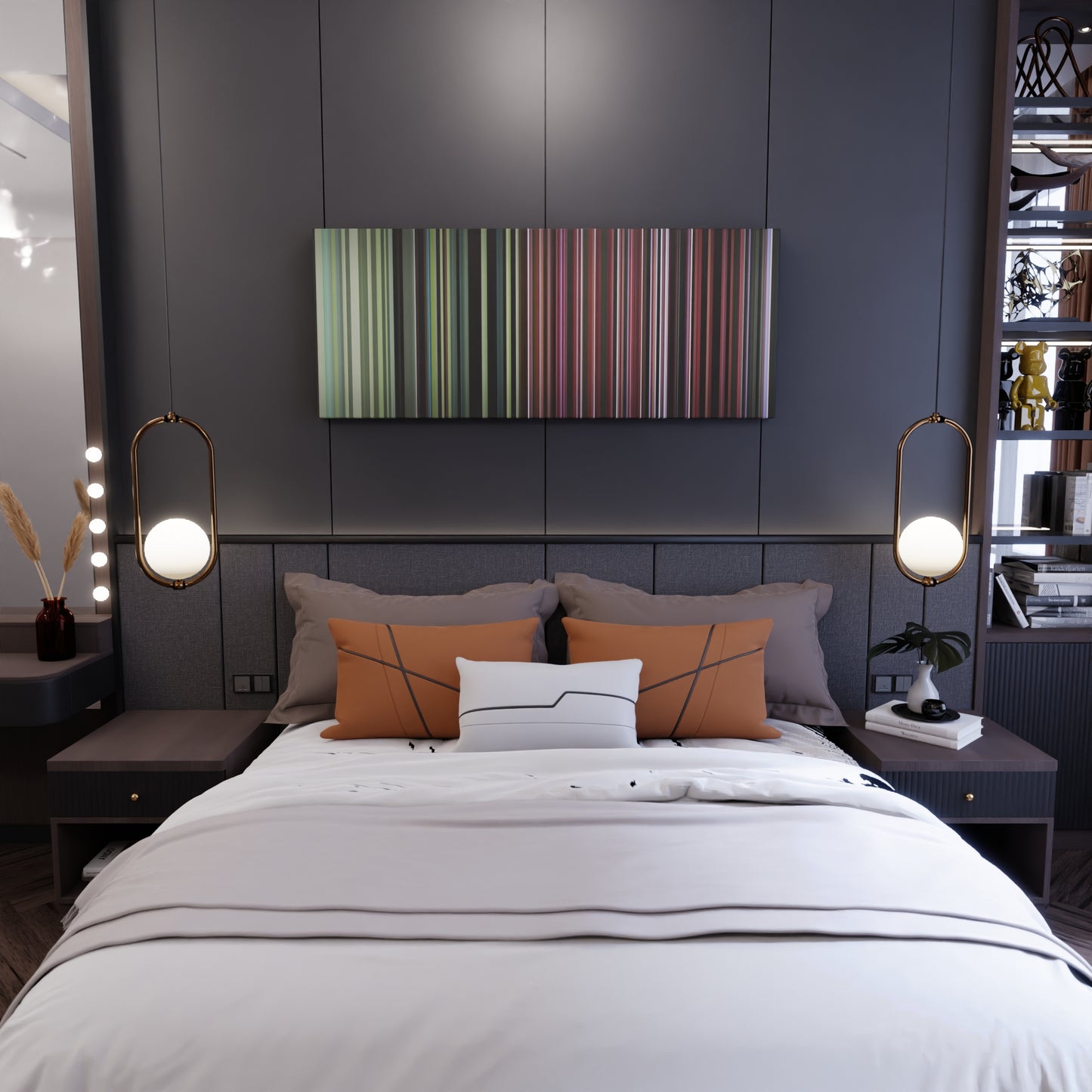 Bedroom interior with Silvestre-Dangond-Nicky-Jam-Casate-Conmigo Frome on the wall